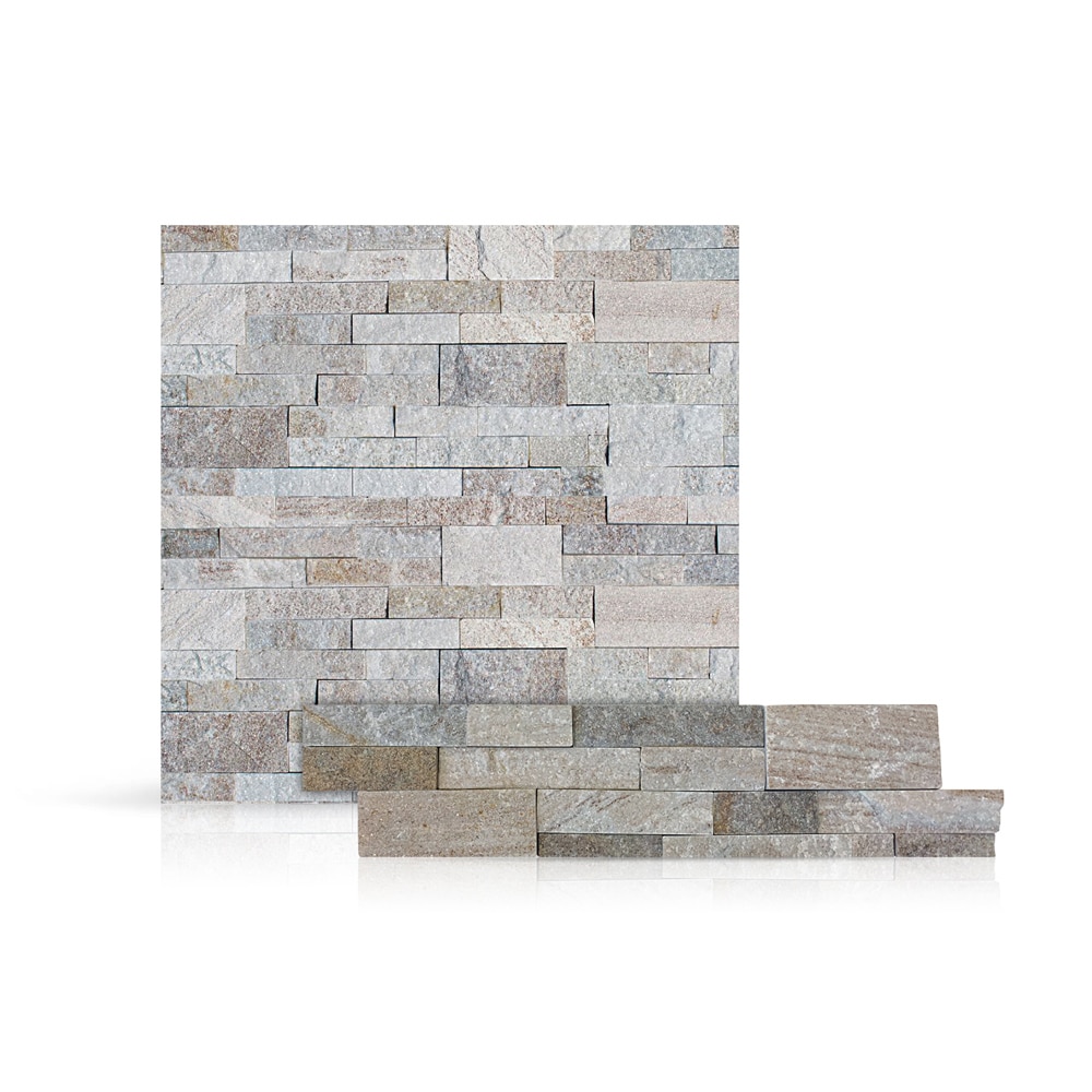 Prestige Stone & Granite TSWC-F-2 Natural Stacked Stone 6-Inches x 24-Inches White Chestnut Brick Veneer Panel 11 Square feet