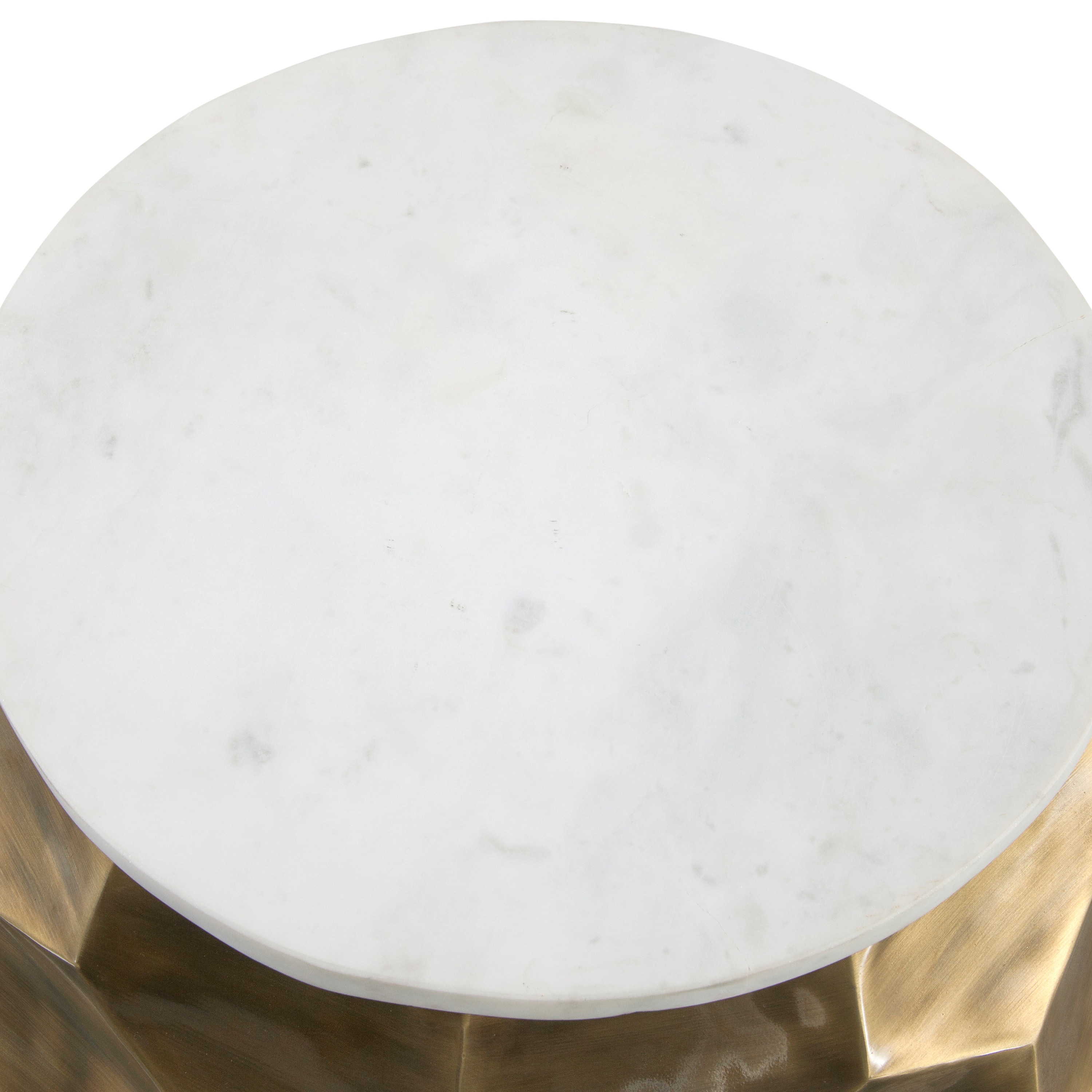 Rosie Round Rose Quartz and Brass Chairside Table