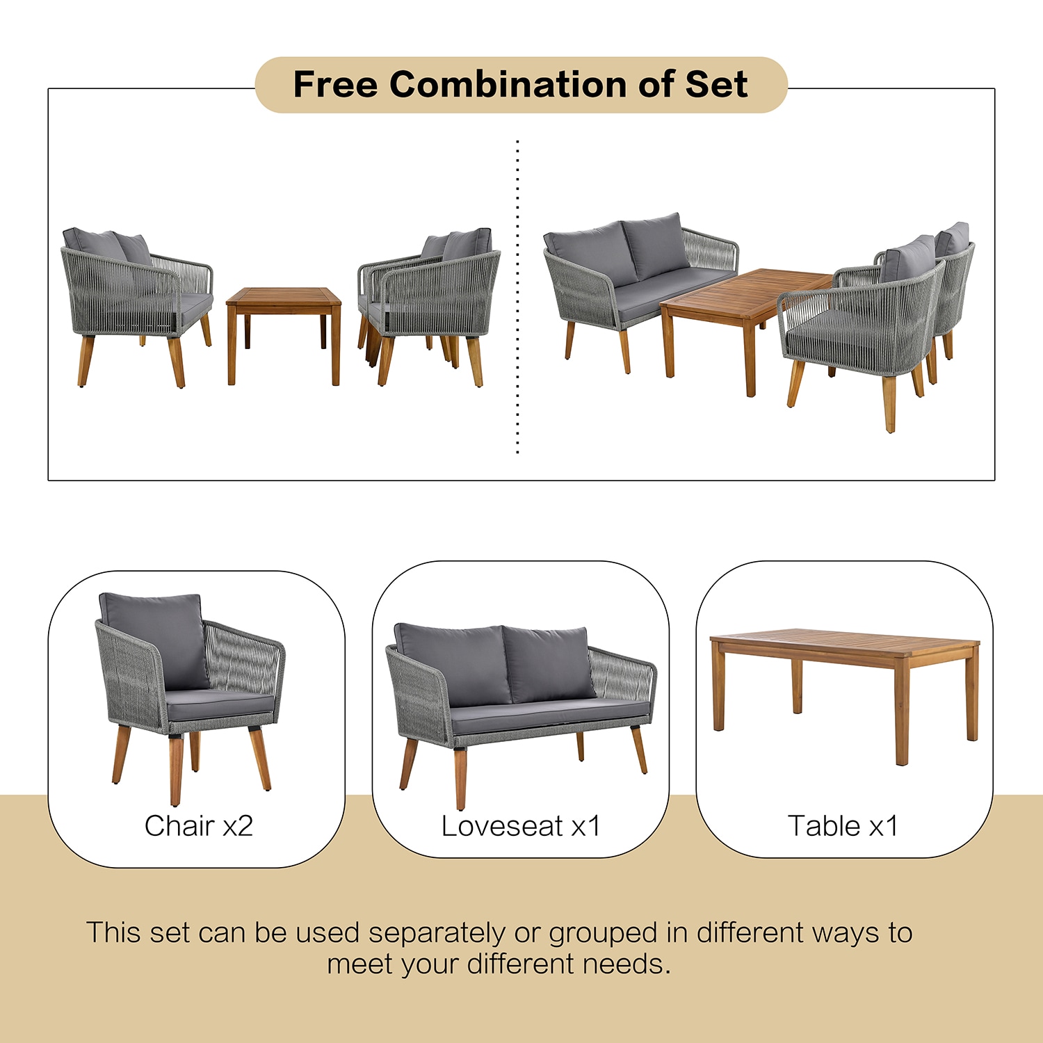 SINOFURN SYA330127GY Patio-Conversation-Sets - View #19