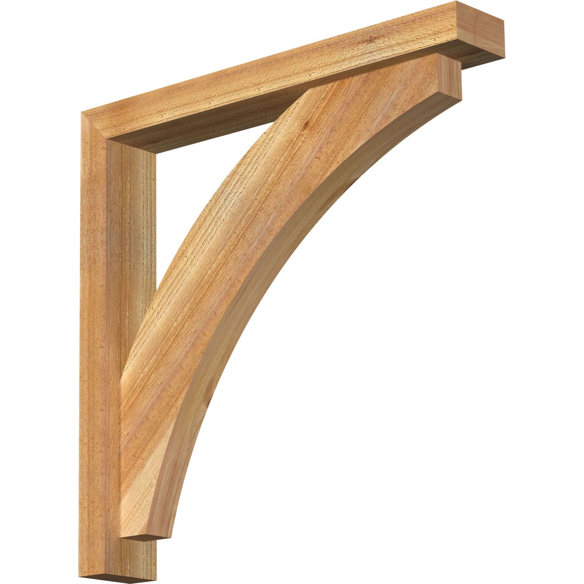 Ekena Millwork 1463826 Thorton Block Rough Sawn Bracket with Offset Brace 4-in x 26-in x 26-in Western red cedar Brown Wood Standard bracket