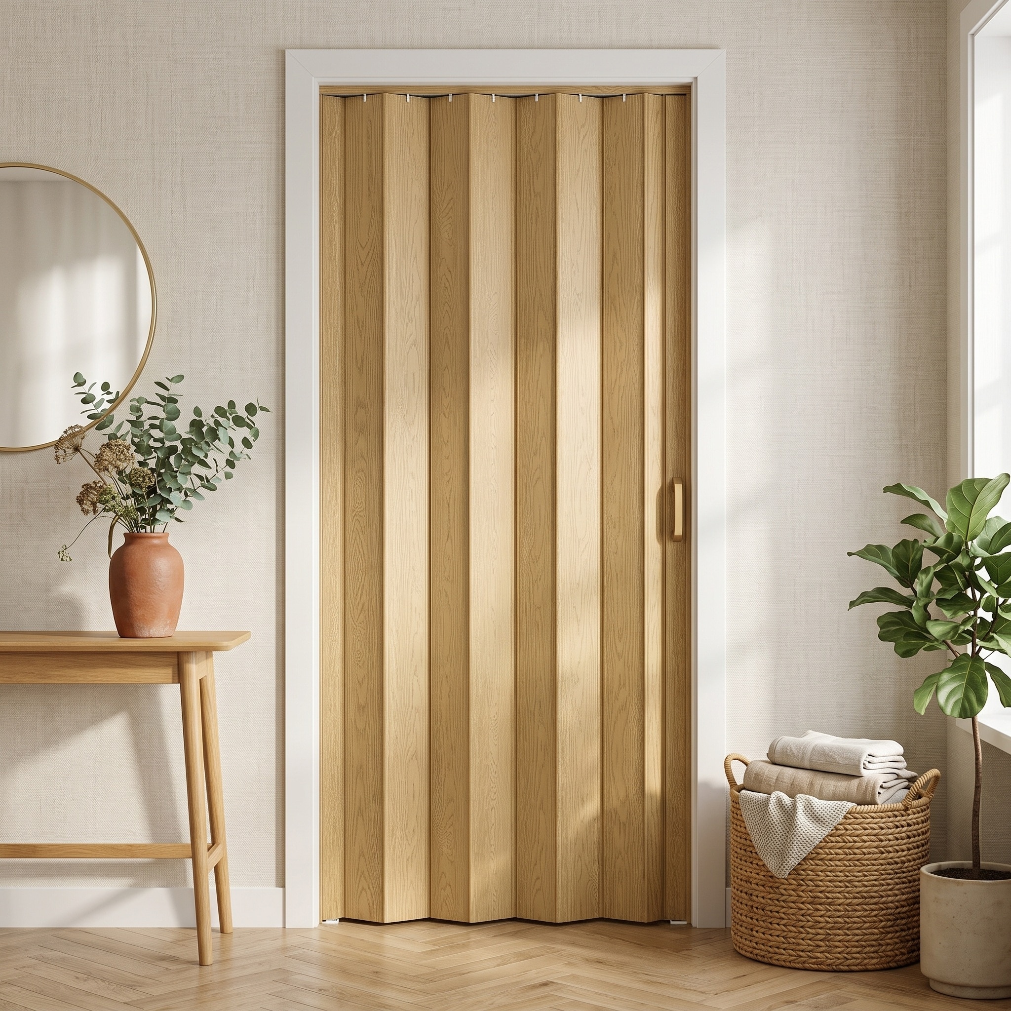 LDB_BUILDING 48-in x 80-in Universal Handing Golden Oak PVC Folding ...