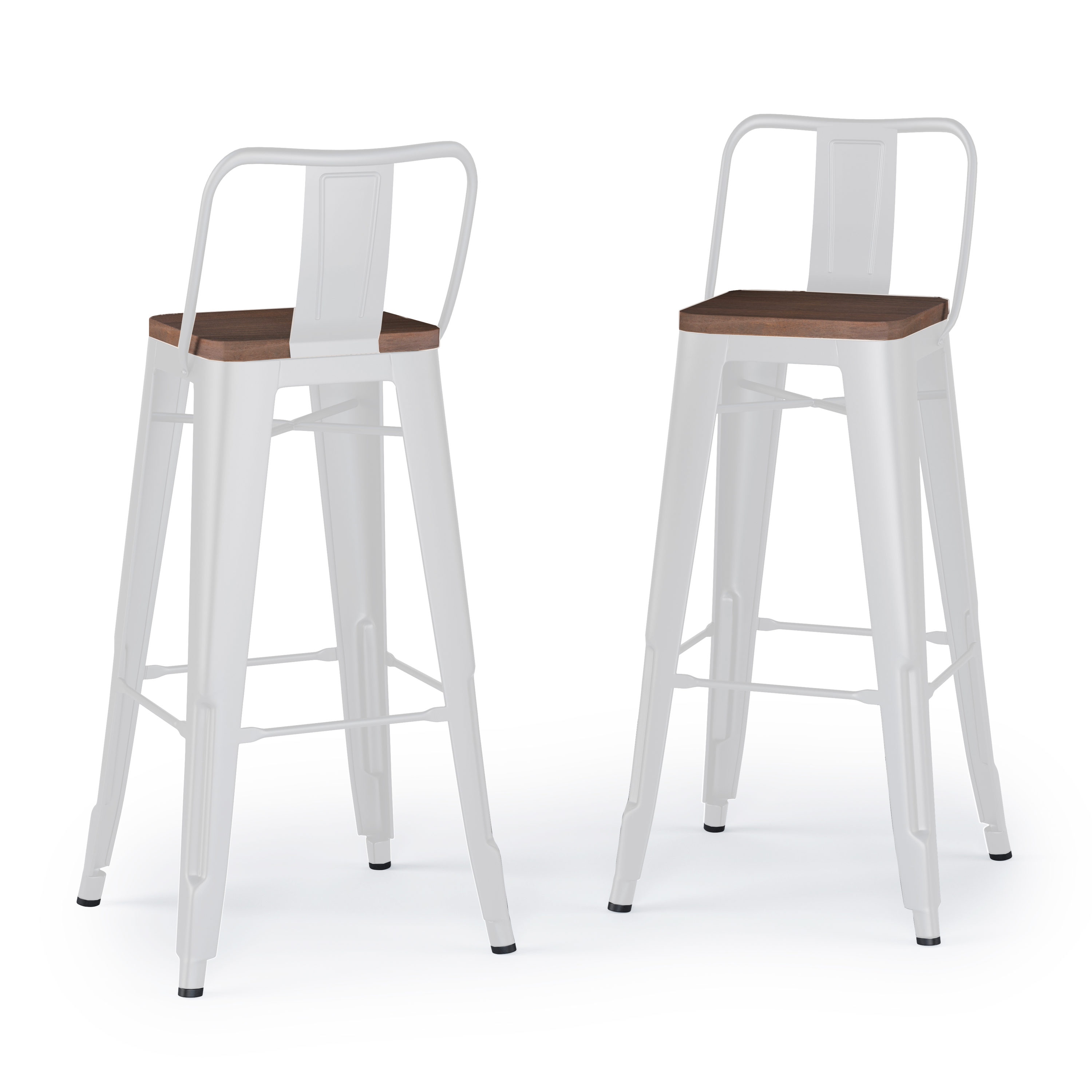 Simpli Home AXCRAY30MW-WH Rayne Set of 2 White 30.2-in H Bar height Metal Bar Stool Back
