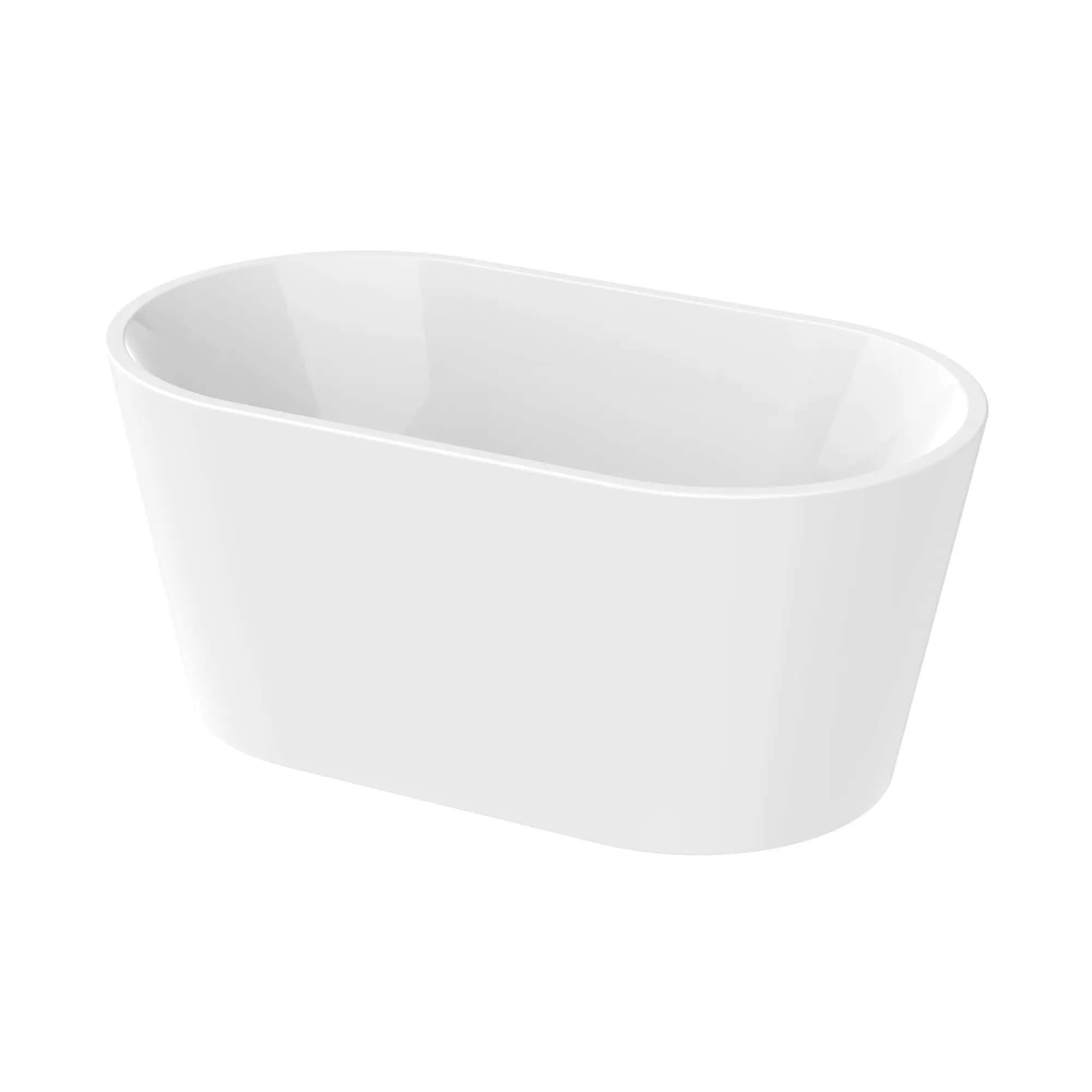 Vanity Art Bordeaux 29.7-in x 54-in White/Matte Black Acrylic Oval Freestanding Soaking Bathtub ( Center Drain )