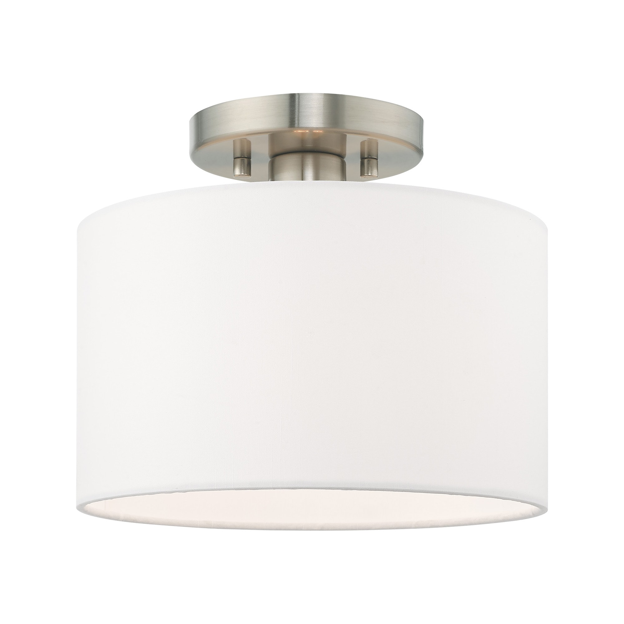 Livex Lighting 41095-91 Meridian 1 -Light 10-in Brushed Nickel Semi Flush Mount Light