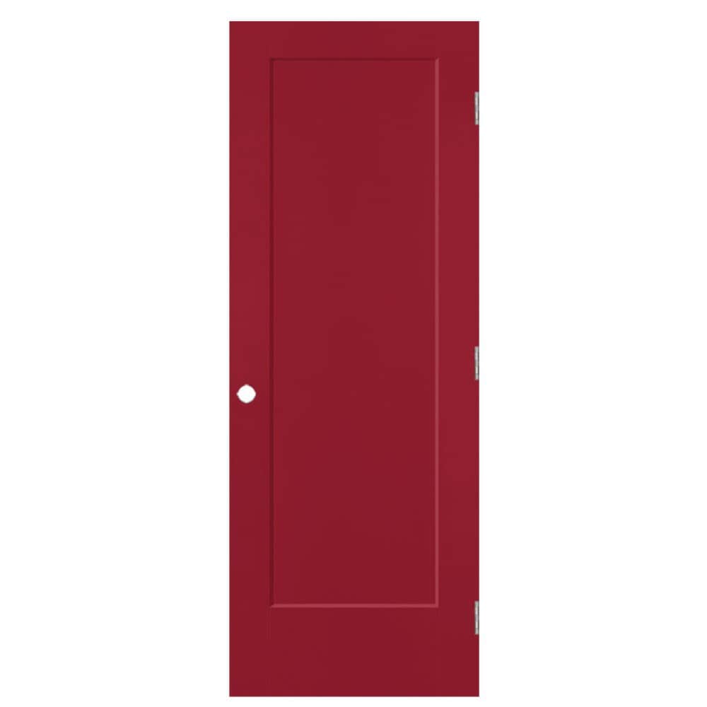 Masonite 5071563 28-in x 80-in Barn Red Solid core 1-panel square Left hand Smooth Prefinished Molded composite Flat Jamb Single Prehung Interior Door