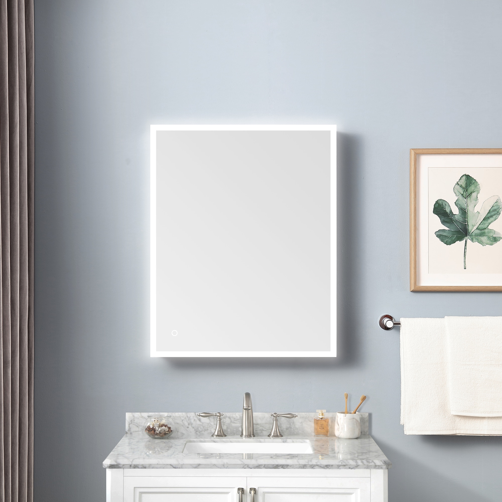 24 in. W x 30 in. H Silver Wall-Mounted/Recessed Mounted Medicine Cabinet with Mirror Bathroom Large Storage