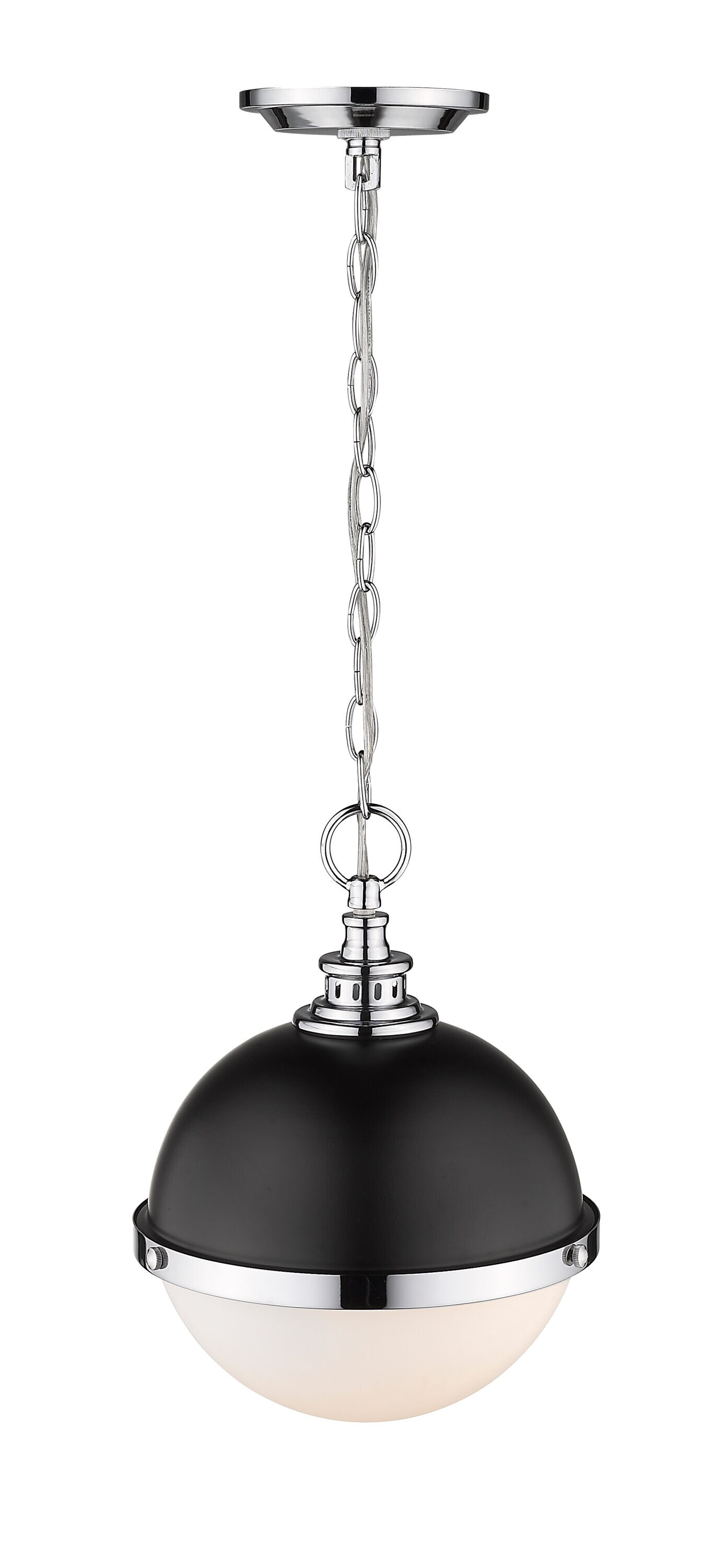 Peyton Matte Black and Chrome Mini Globe Pendant Light