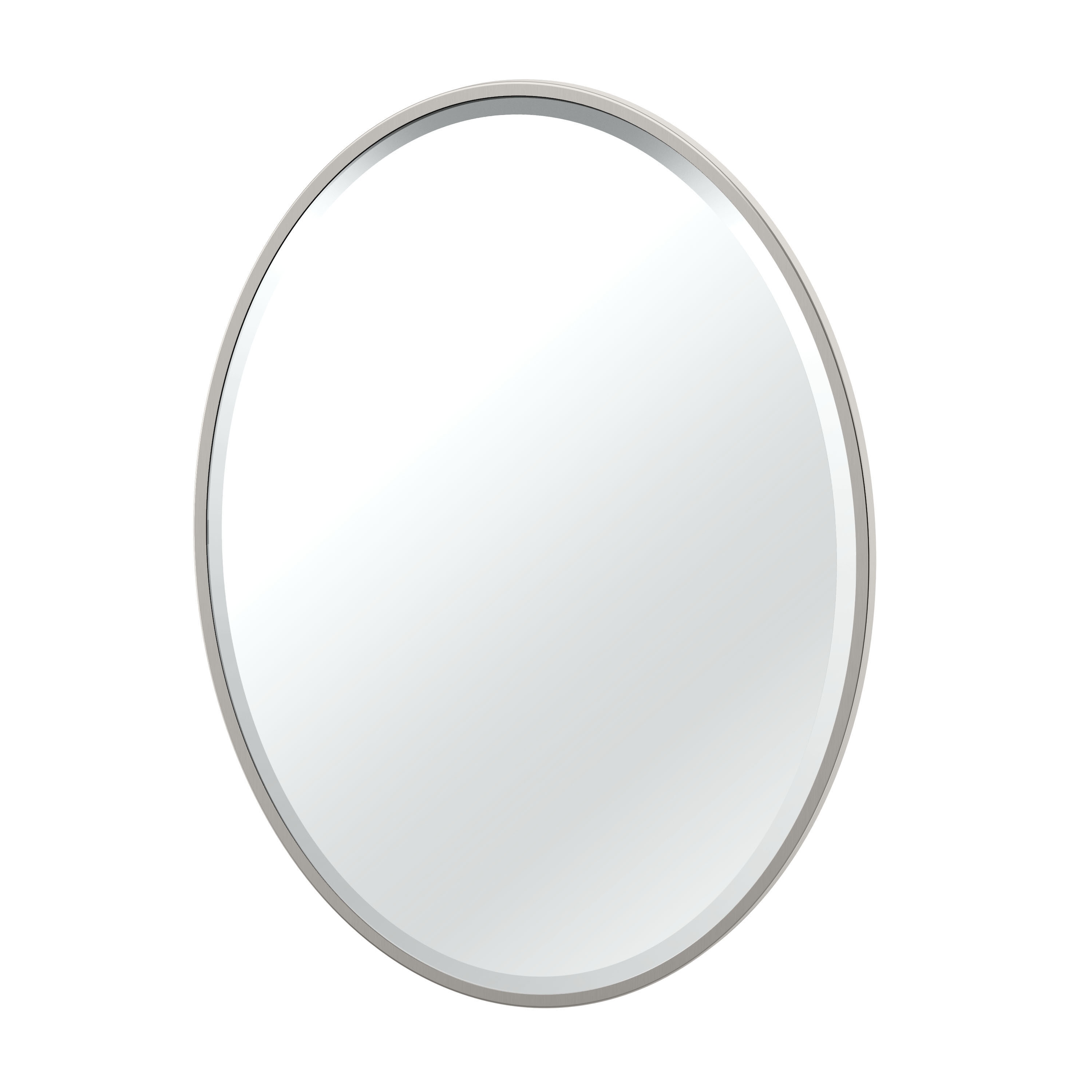 Gatco 1831 25-in W x 33.0-in H Oval Satin Nickel Beveled Wall Mirror