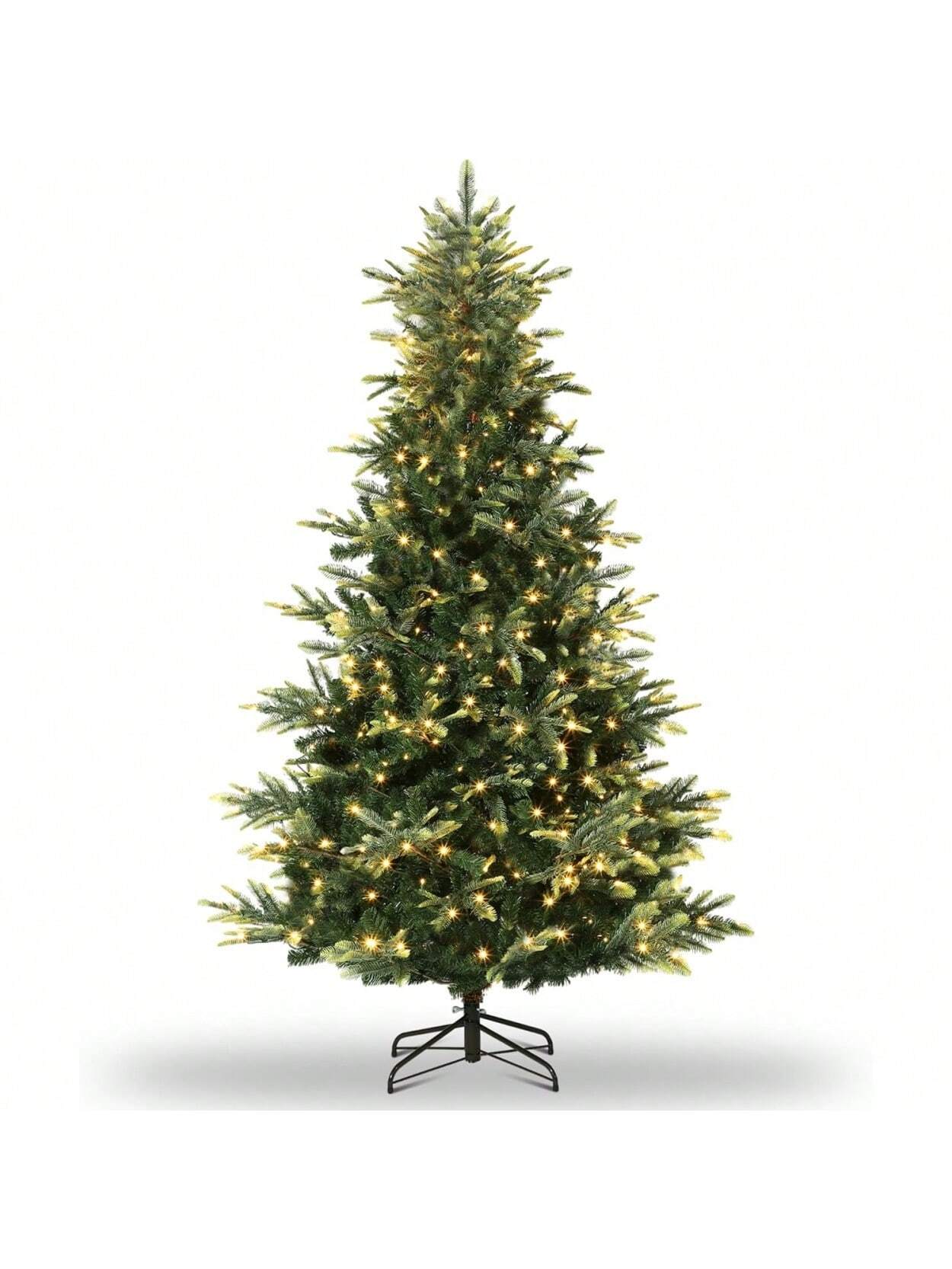 Garvee 9 FT Pre Lit Artificial Christmas Tree Premium Spruce Xmas Tree With UL Listed Incandescent Warm White Lights Fire Resistant Automatic Branches Thickened PE PVC Tips For Home Office Party