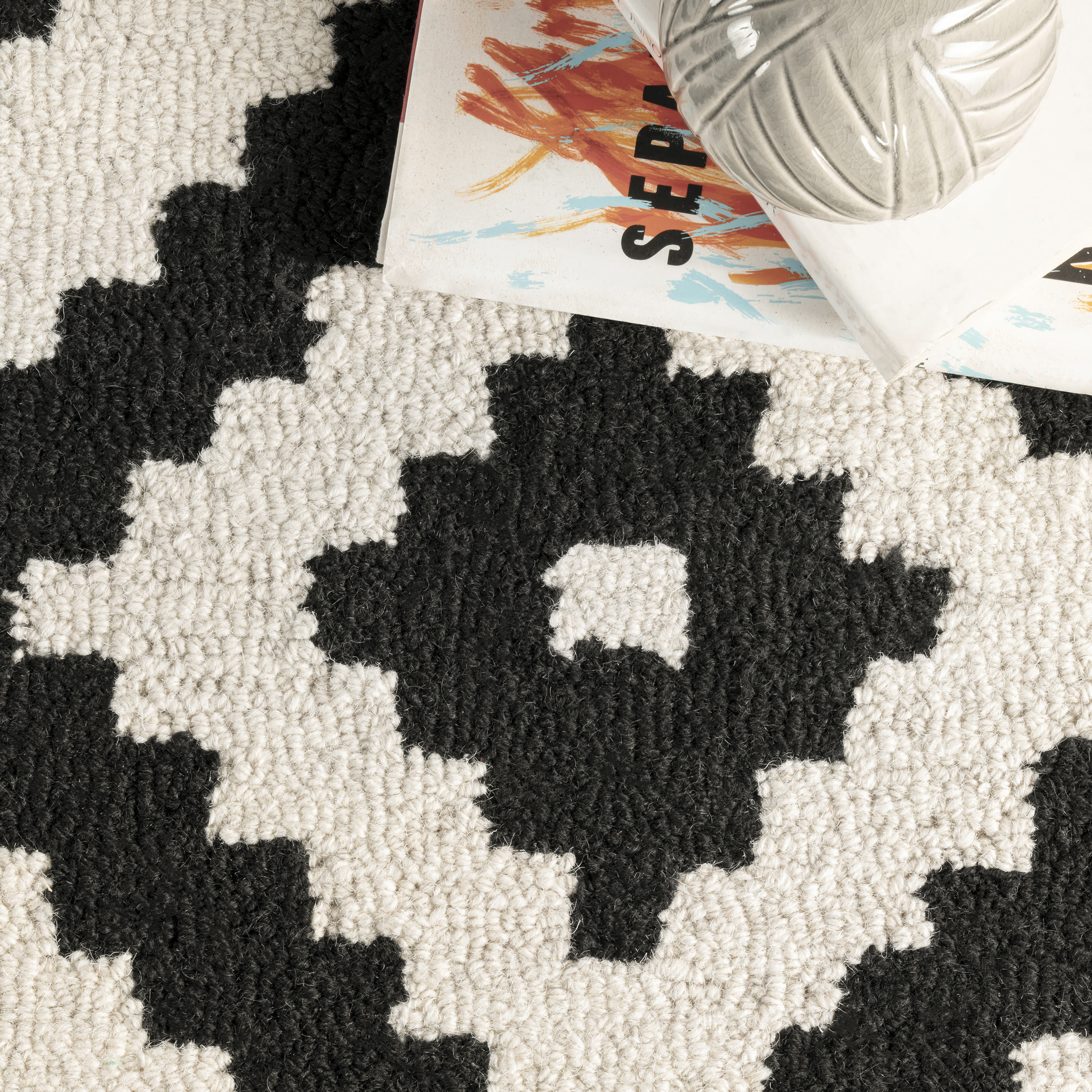 nuLOOM Kellee 10 X 13 Wool Black Indoor Geometric Area Rug in the Rugs ...