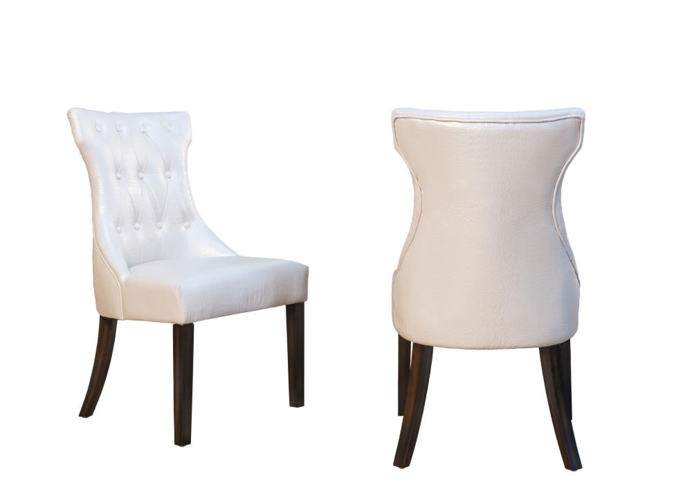 Chic Home Design FDC2917-LW Set of 2 Dickens Contemporary/Modern Faux Leather Upholstered Dining Side Chair (Wood Frame)