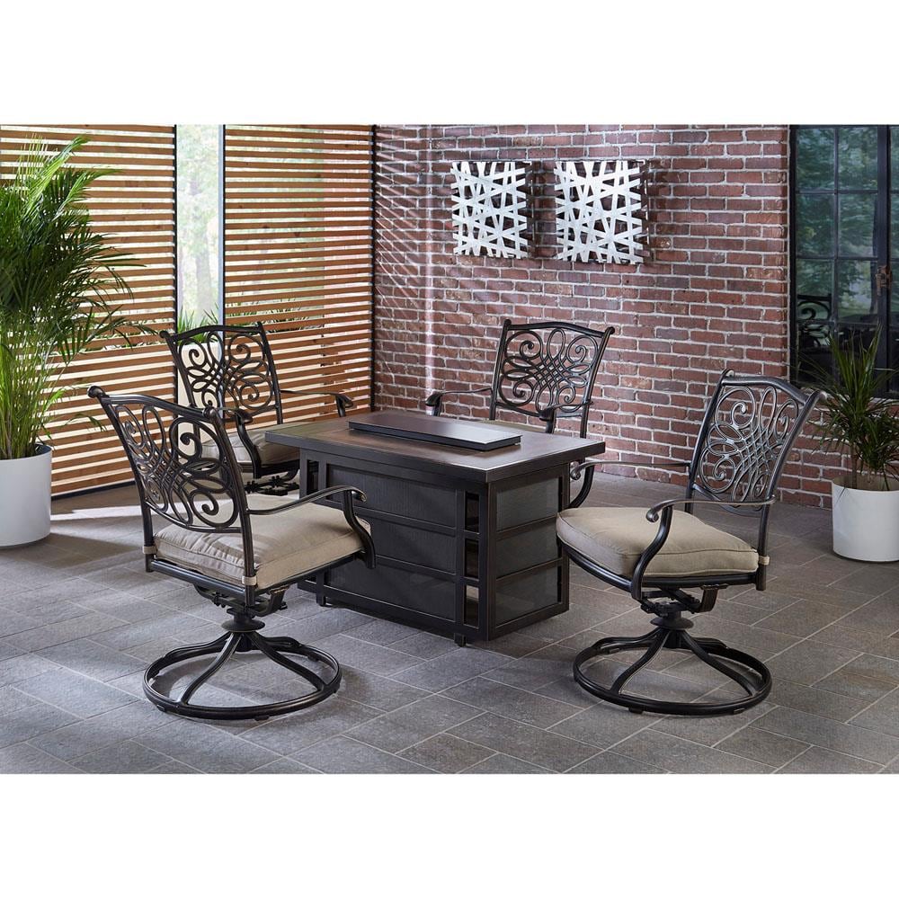 Hanover TRAD5PCRECSW4FP-TAN Patio-Conversation-Sets - View #15