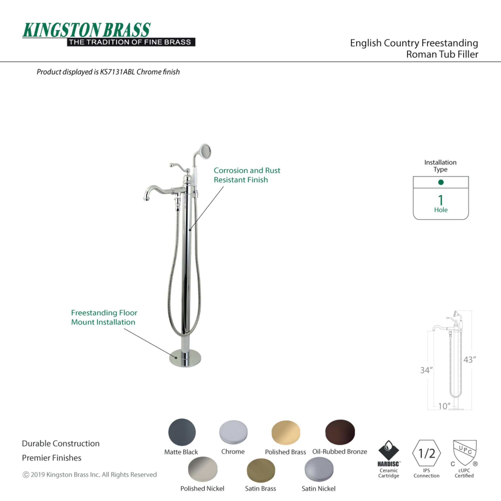 Kingston Brass WLKS7135ABL Roman-Tub-Faucets - View #3