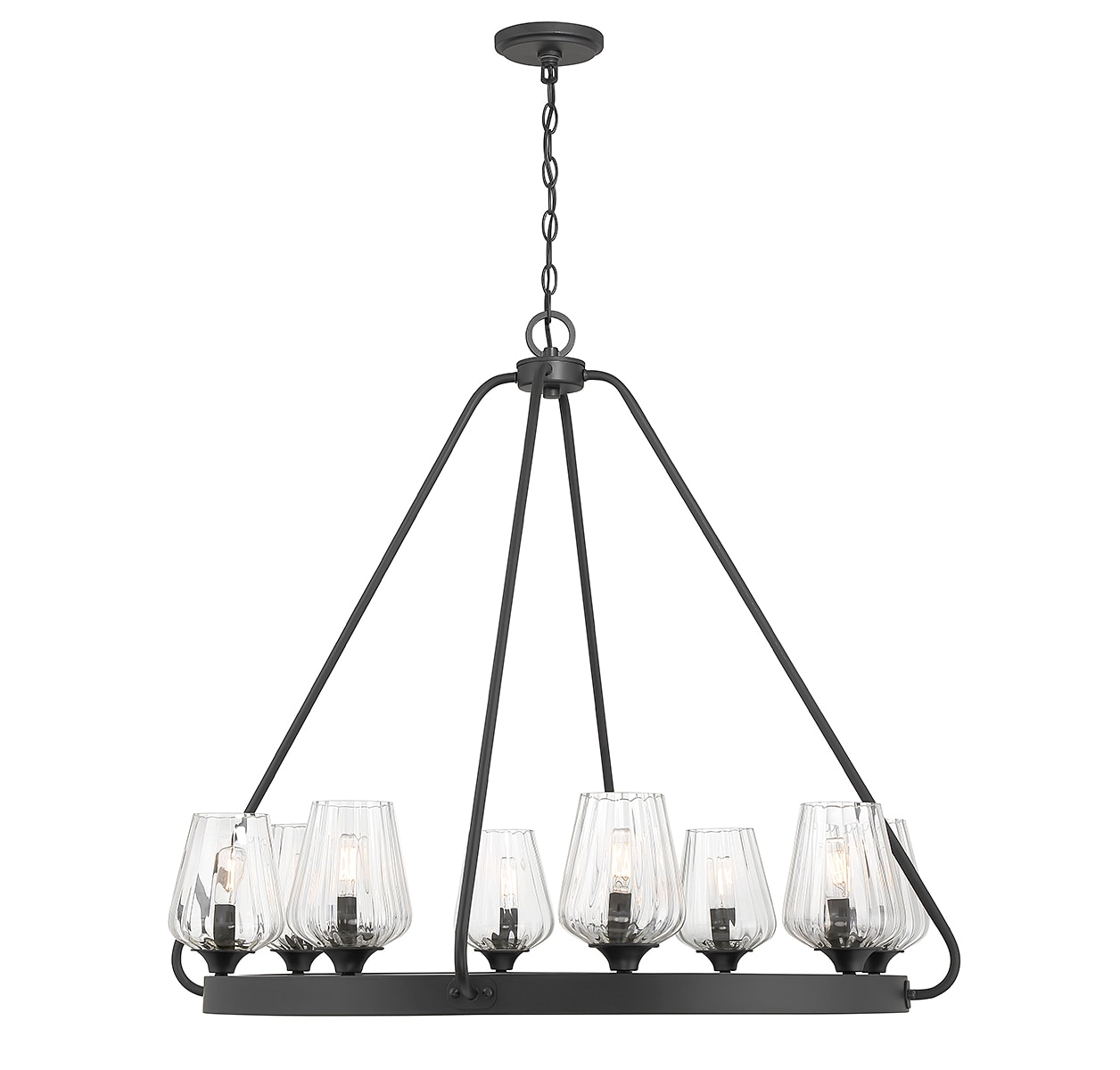 Savoy House Essentials 1-3394-8-89 Carlton 8 -Light Matte Black Modern/contemporary For Use in Bedrooms, Dining Rooms, Foyers, Kitchens, Living Rooms Chandelier