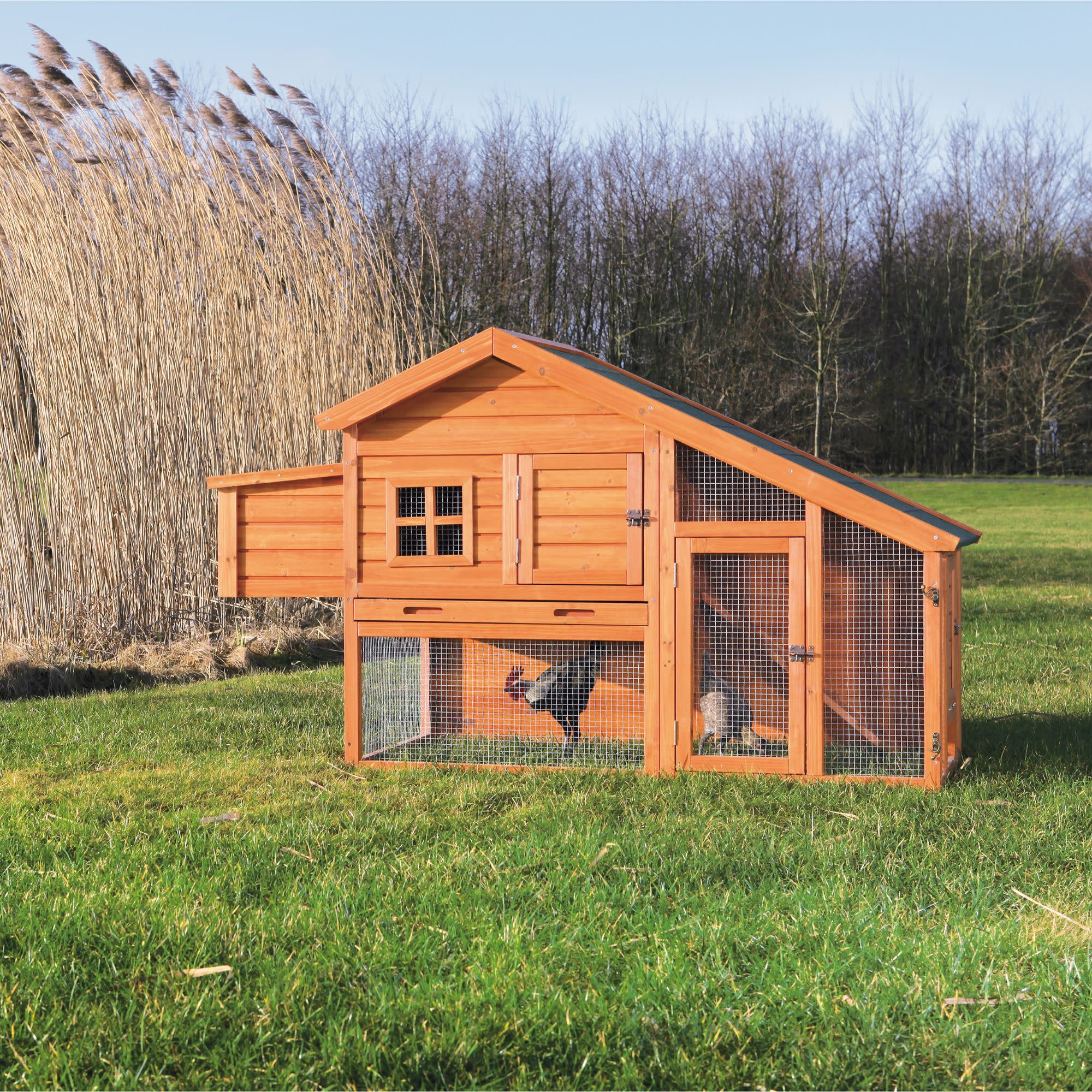 Weatherproof Glazed Pine 2-Story Outdoor Chicken Coop