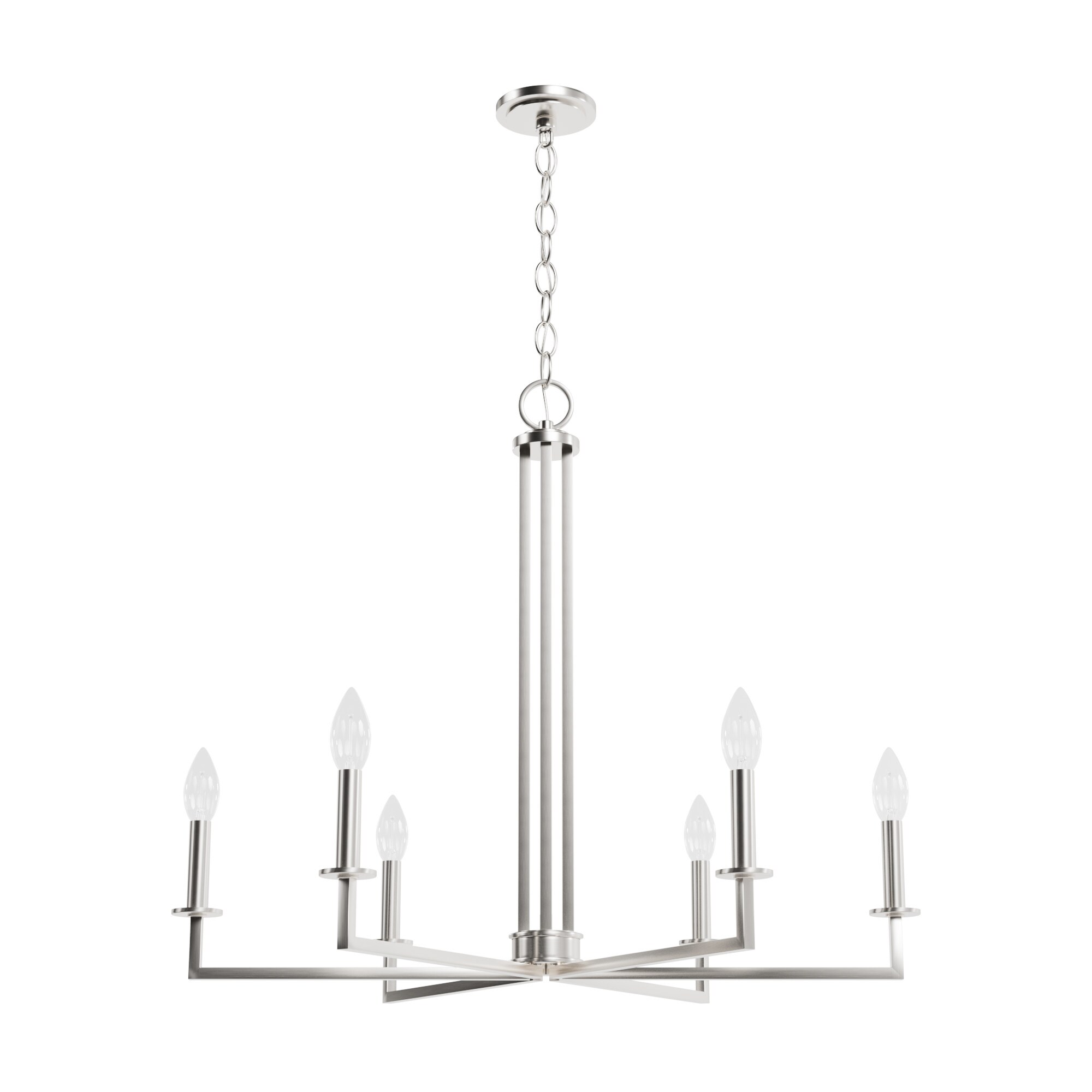 Brushed Nickel 30" Geometric Candle Chandelier
