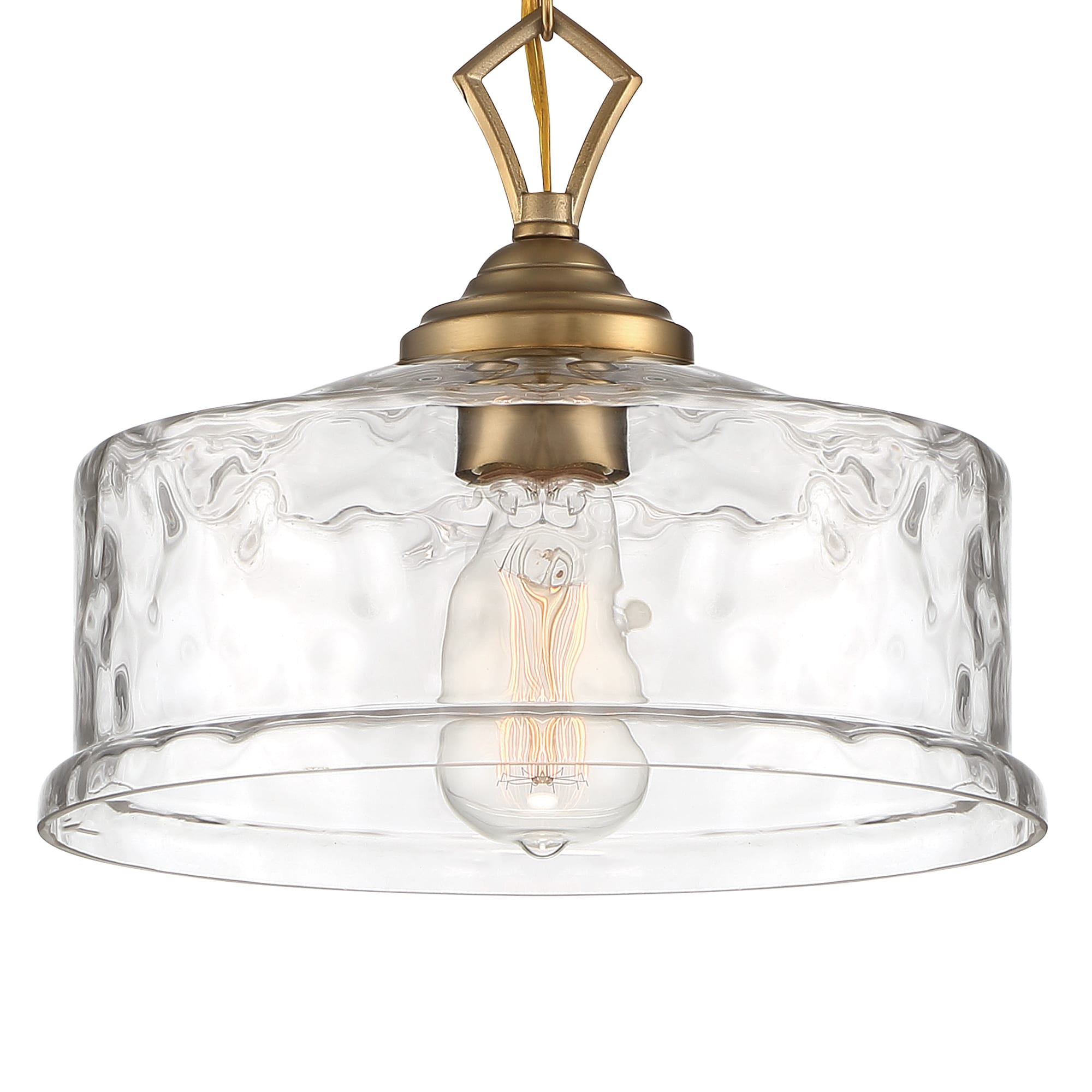 Drake 12" Brushed Gold Glass Drum Pendant Light