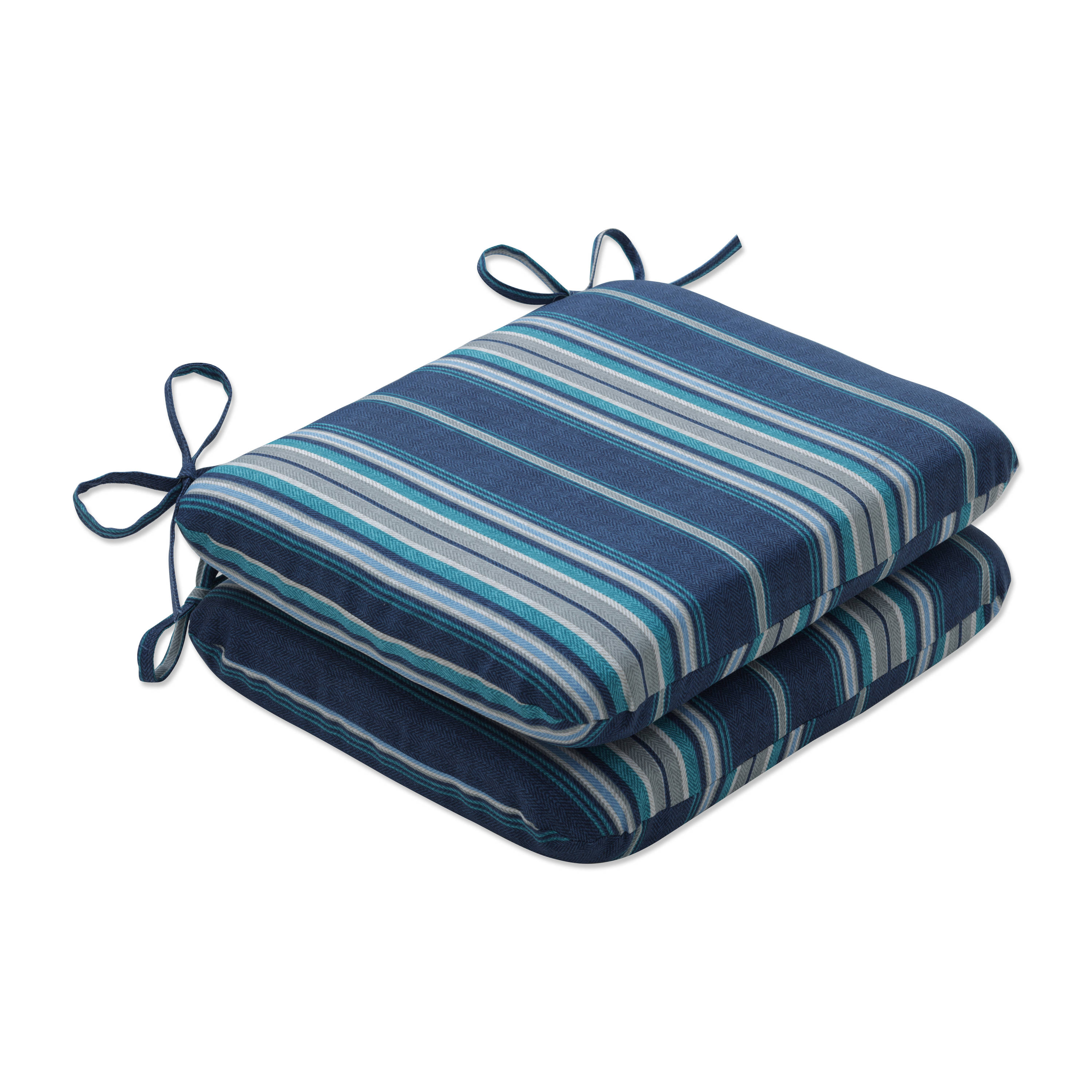 Pillow Perfect 684246 15.5-in x 18.5-in 2-Piece Blue Patio Chair Cushion