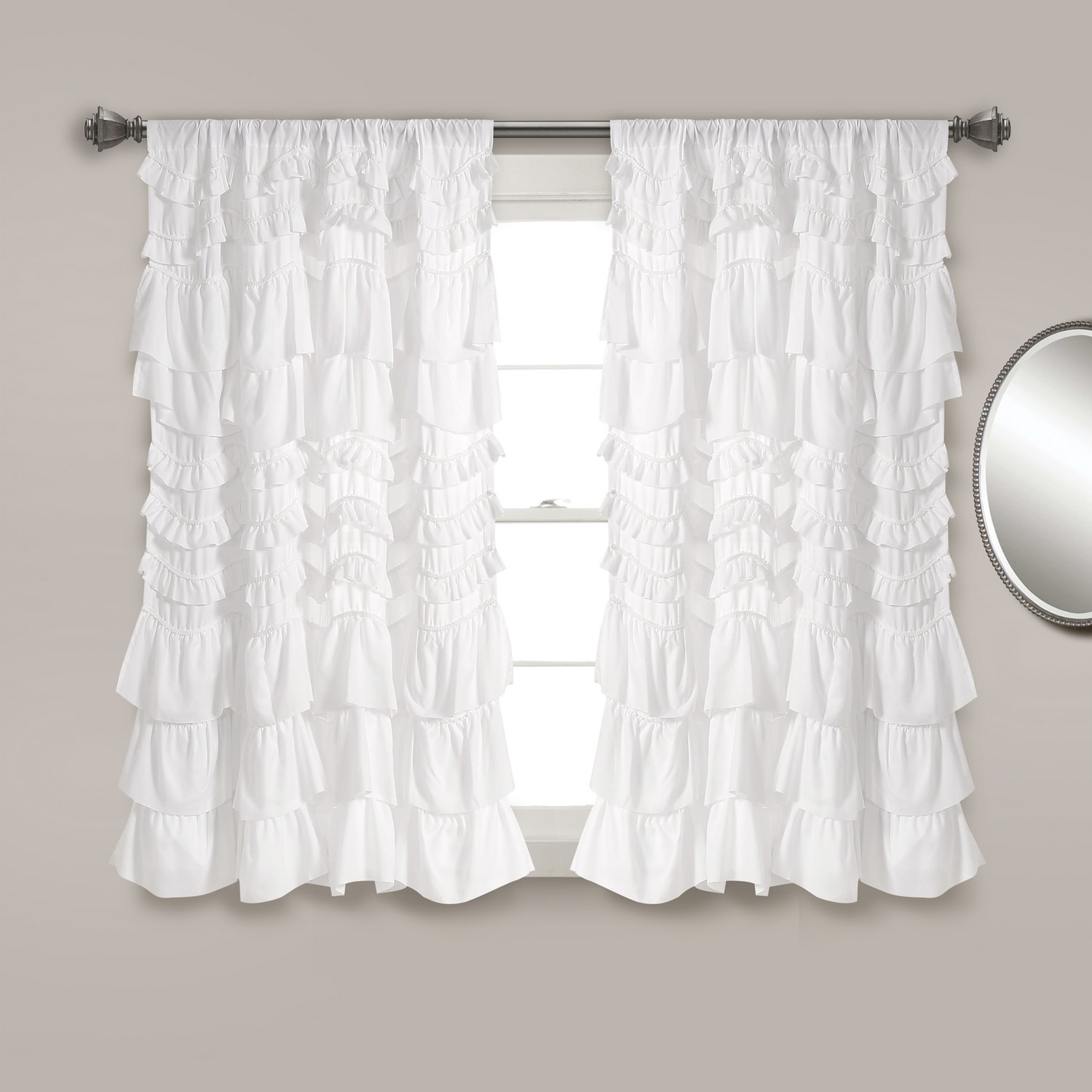 Lush Decor 16T007838 63-Inches White Room darkening Rod pocket Single curtain panel