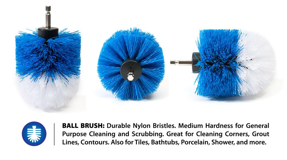 Drillbrush 4 Piece Drill Brush Small Diameter Cleaning Brushes for Use on Carpet, Tile, Shower Track, and Grout Lines