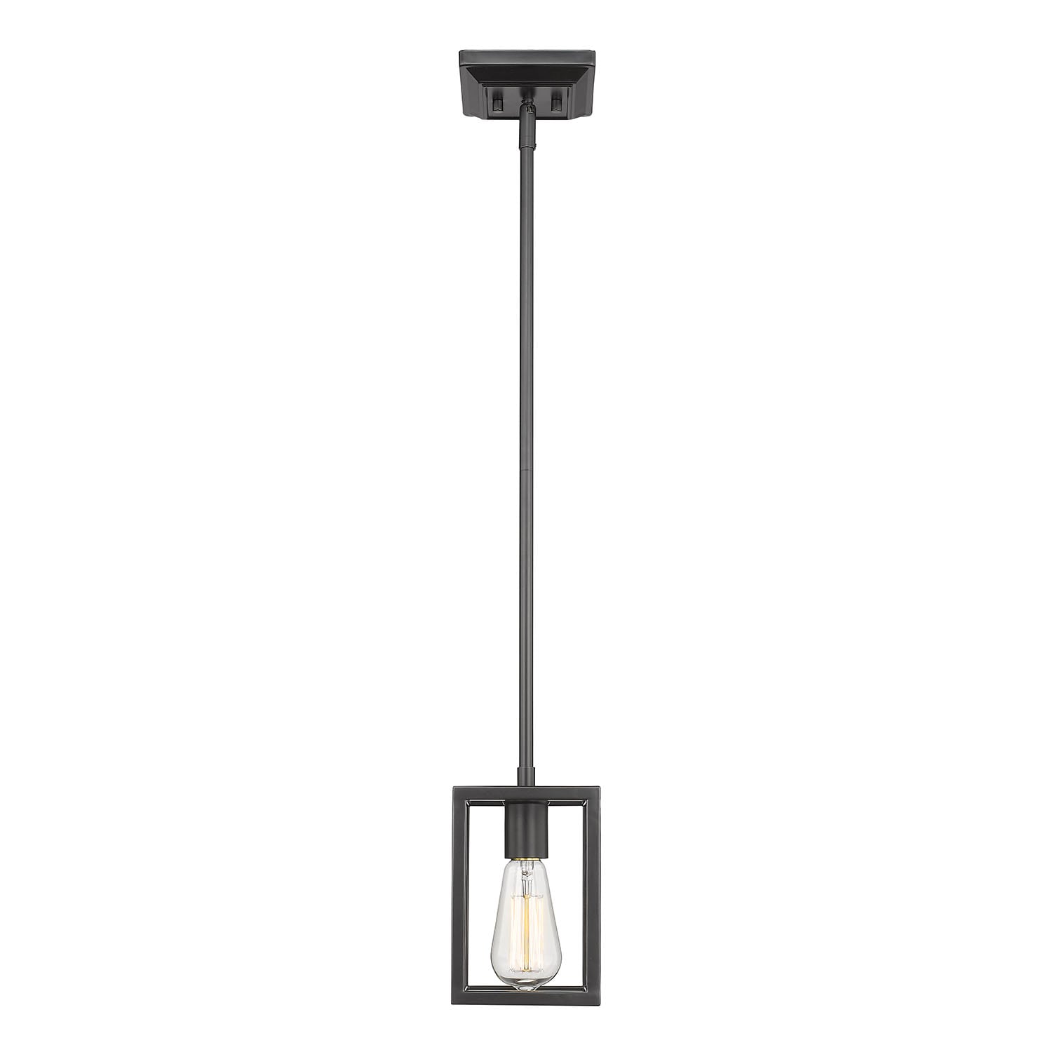 Golden Lighting 2072-M1L BLK Wesson 1 -Light Black Transitional Square Mini Hanging Pendant light