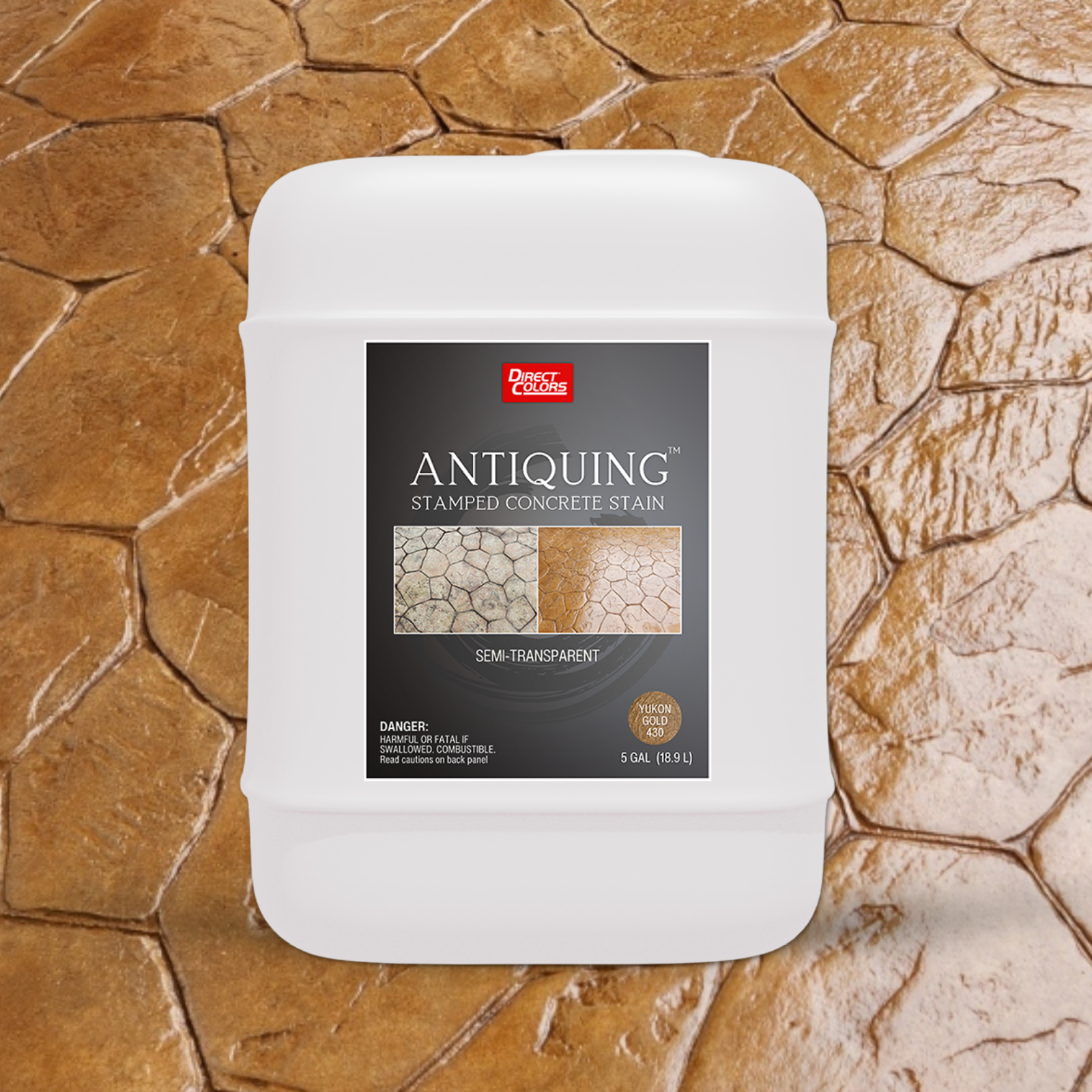 Direct Colors DC-ANS-430-5GAL Antiquing Stamped Concrete Stain Yukon Gold Solvent-based Ready-to-use Concrete stain ( 5-gallon )