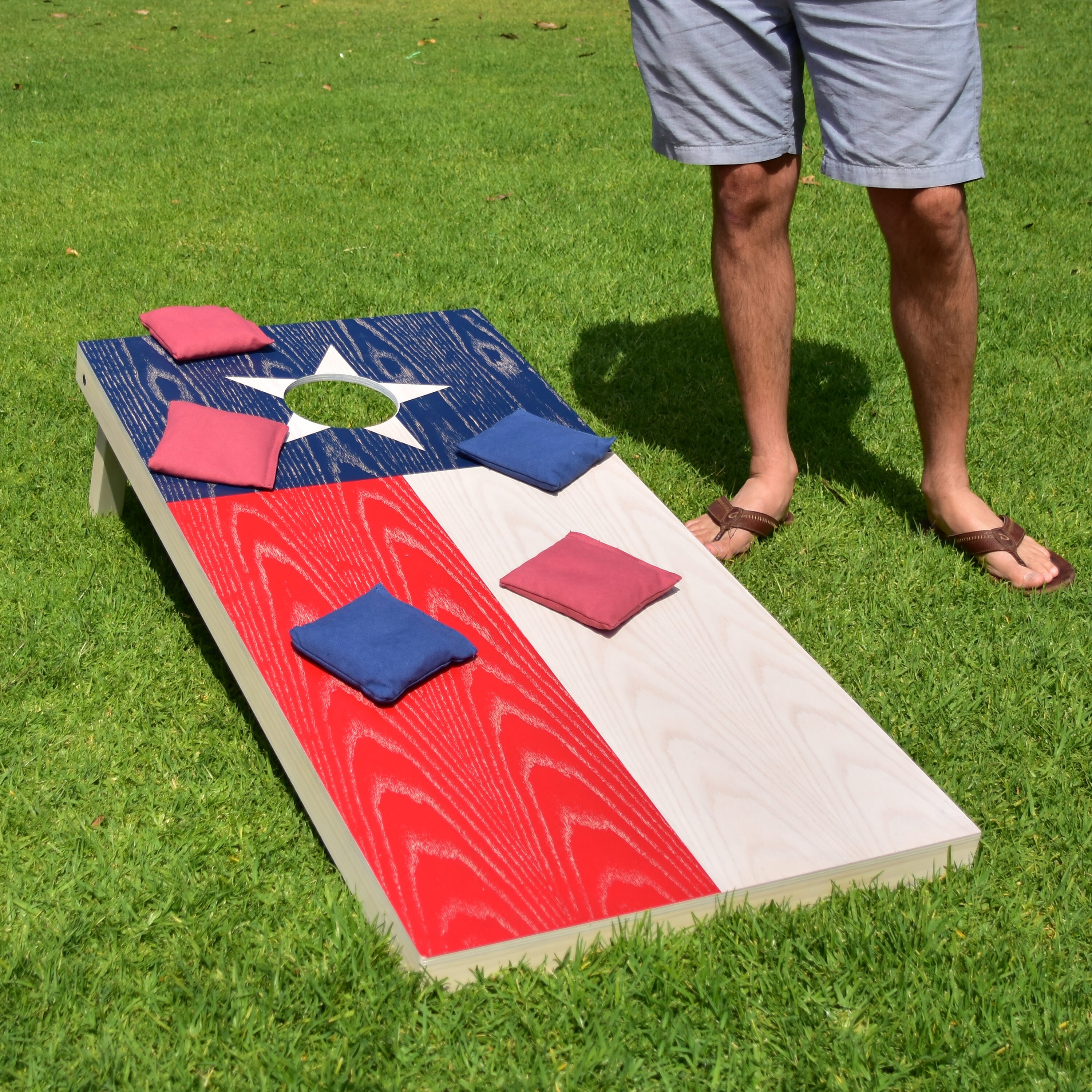 Skip's Garage Buffalo Football Solid Wood Cornhole Board Set 