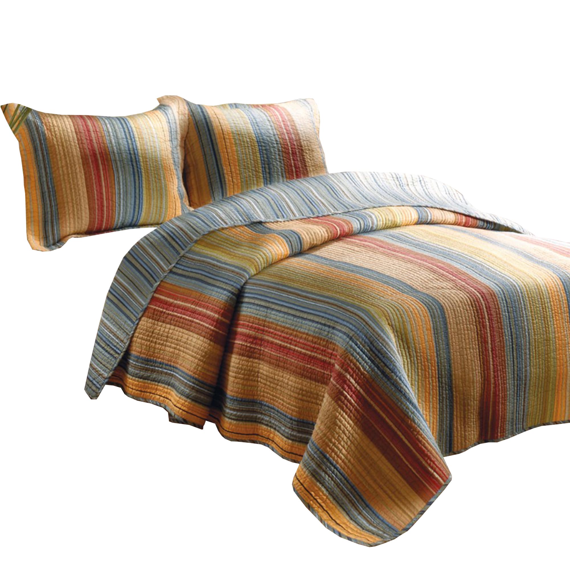 Benzara BM14942 3 -Piece Multicolor Queen Quilt Set