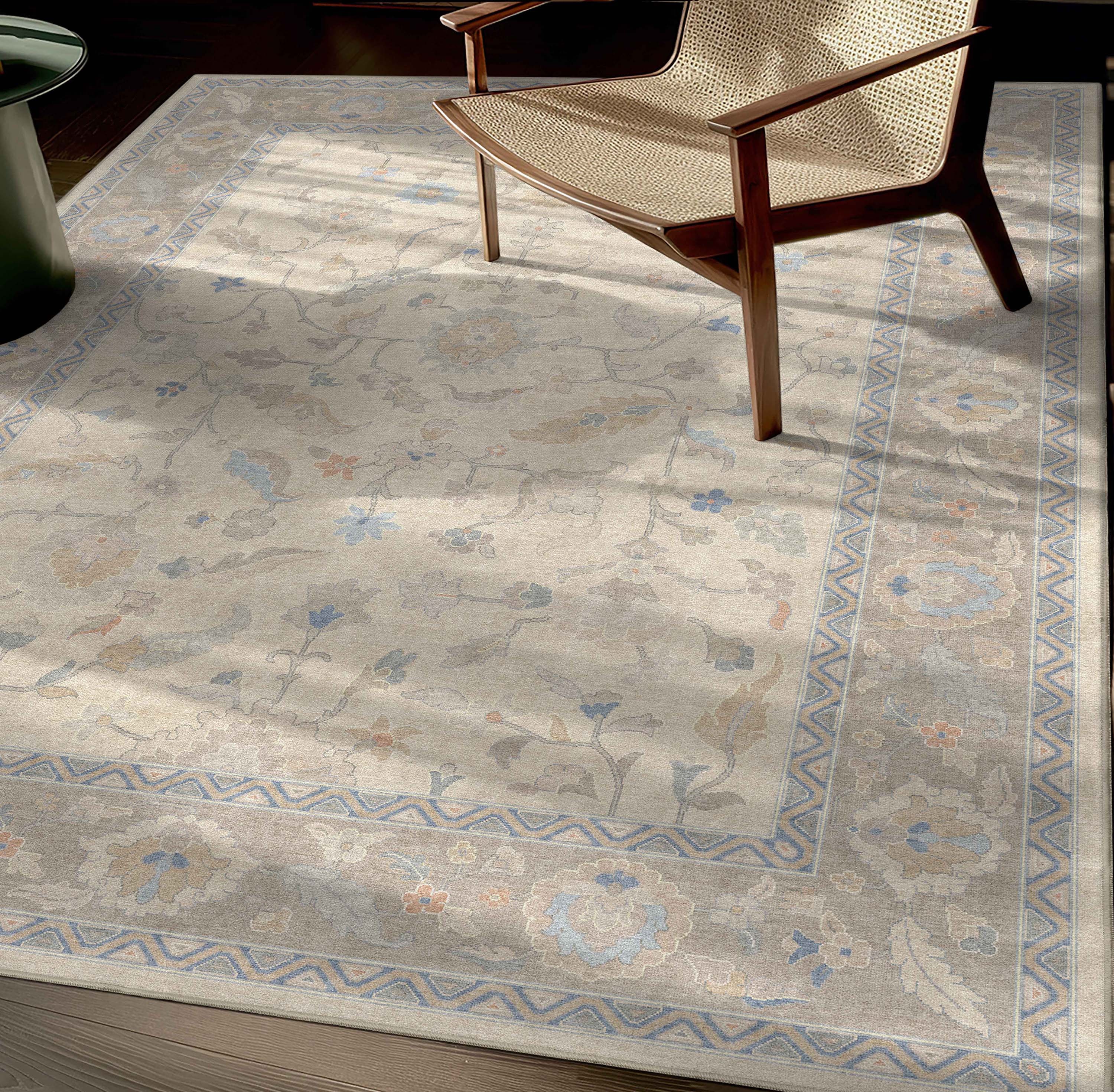 Well Woven W-US-01A-3H Ushak 3 x 25 (ft) Polyester Cream Rectangular Indoor Medallion Vintage Runner rug