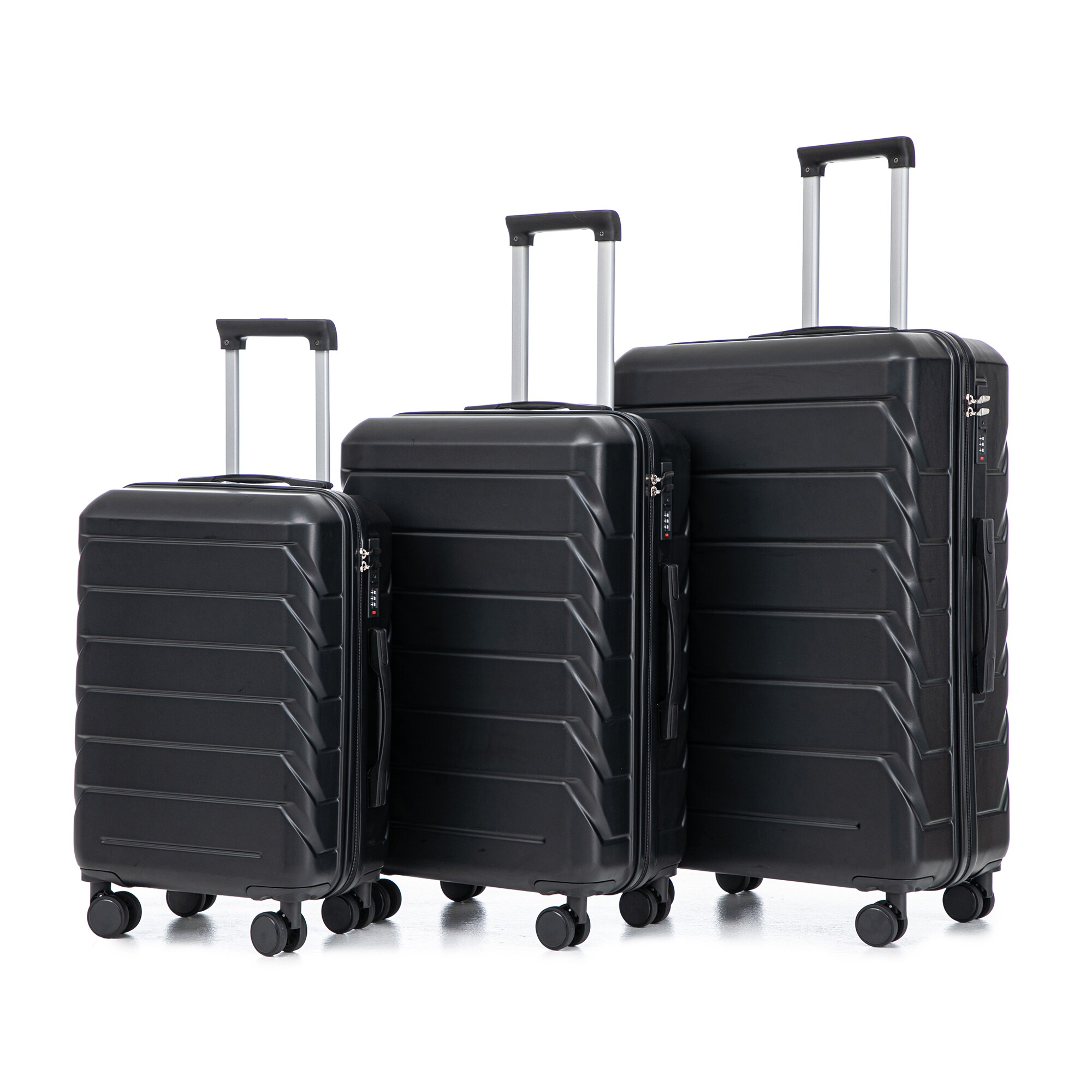 ModernLuxe L3P-W2787P278773 20Inch24Inch28Inch 3 pcsset in ABS Spinner Wheel Luggage Matching Color  With Combination Lock Black