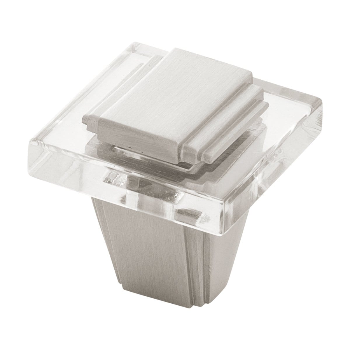 Belwith Keeler B077497-SN Belleclaire Crysacrylic with Satin Nickel Square Cabinet Knob
