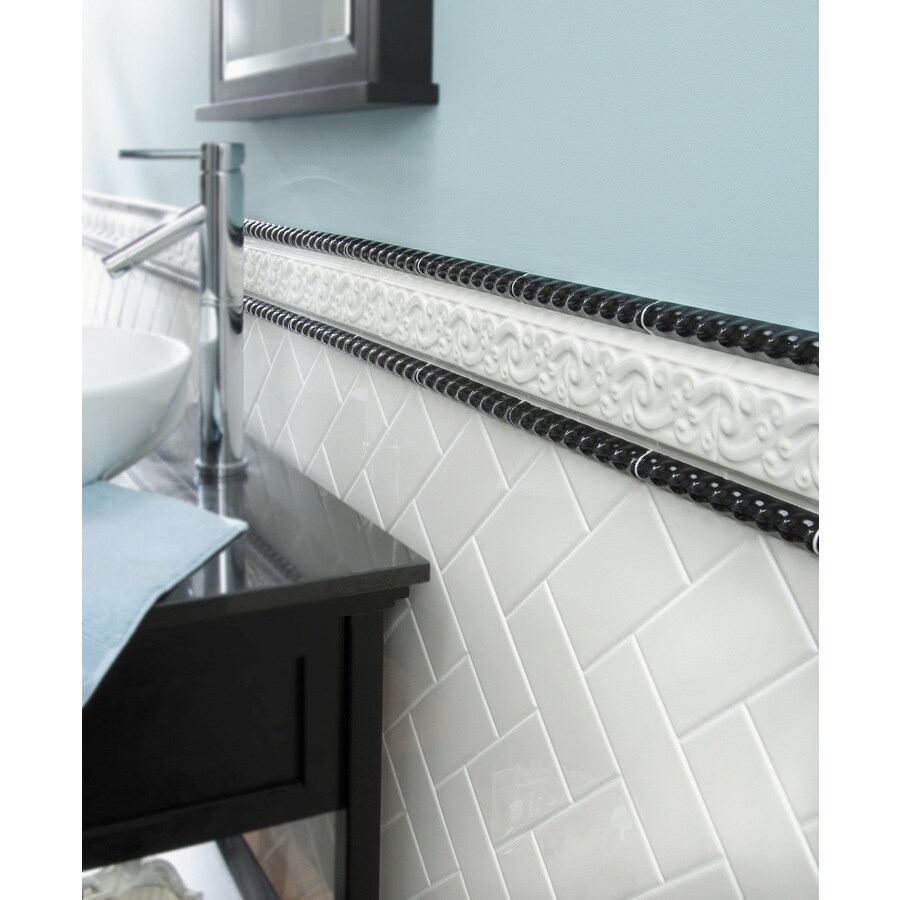 Snow & Ice Bathroom, recessed soap & shampoo niche. American Olean white 3  x 6 subway tile with Pepper Granite shel…