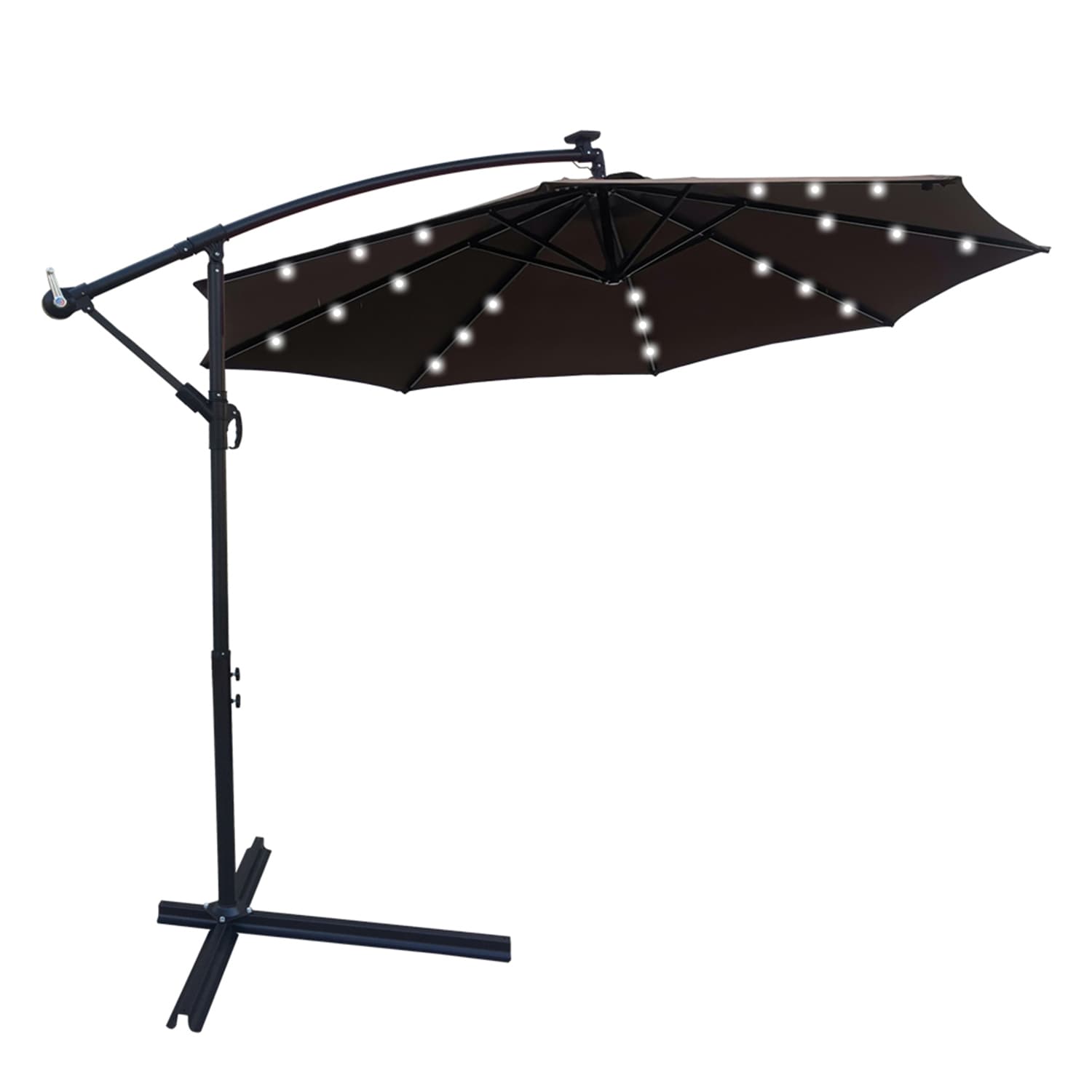 SINOFURN SYA810042RD 10-ft Steel Brown Cantilever Patio Umbrella with Lights