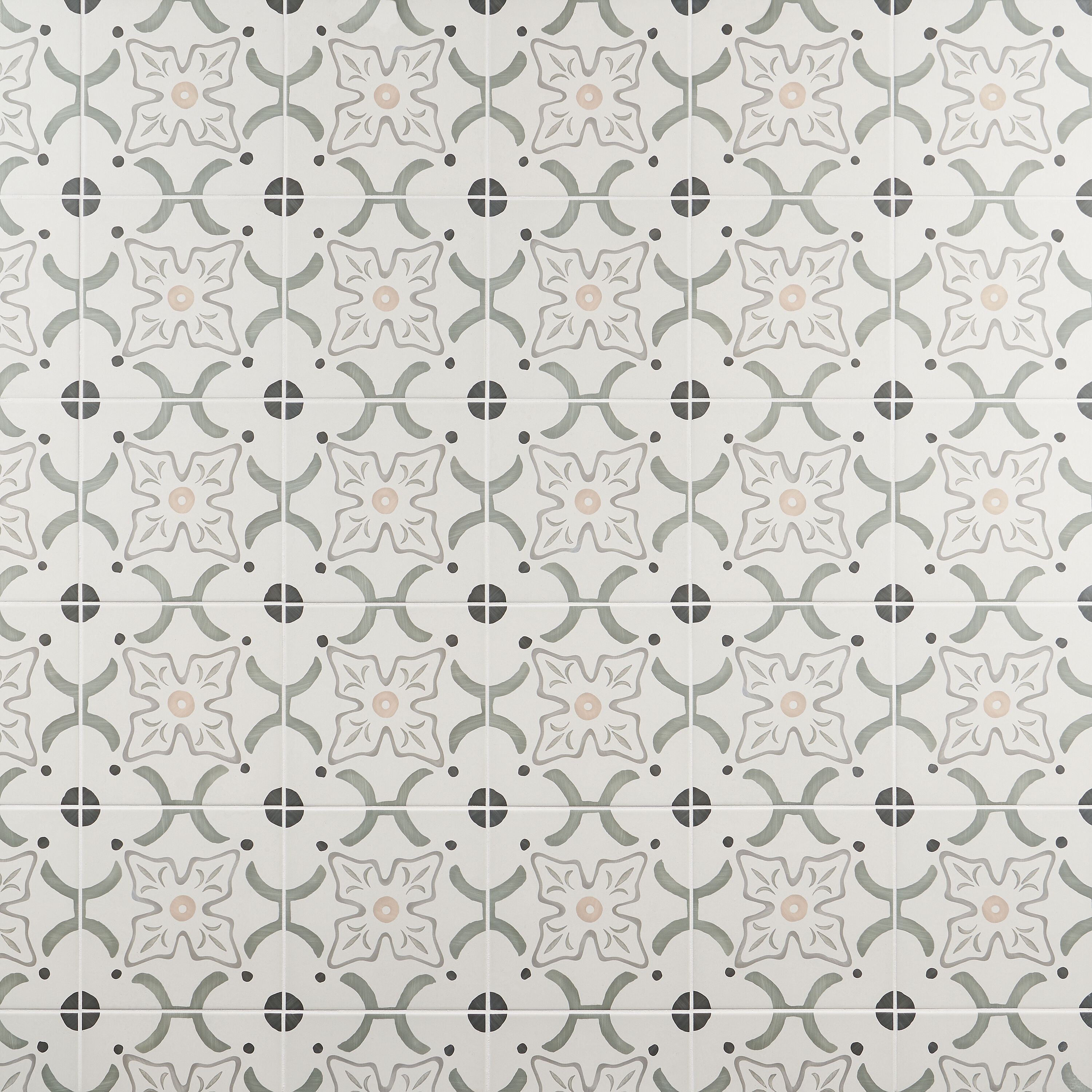Agave Flora Green and Gray Matte Porcelain Floor and Wall Tile