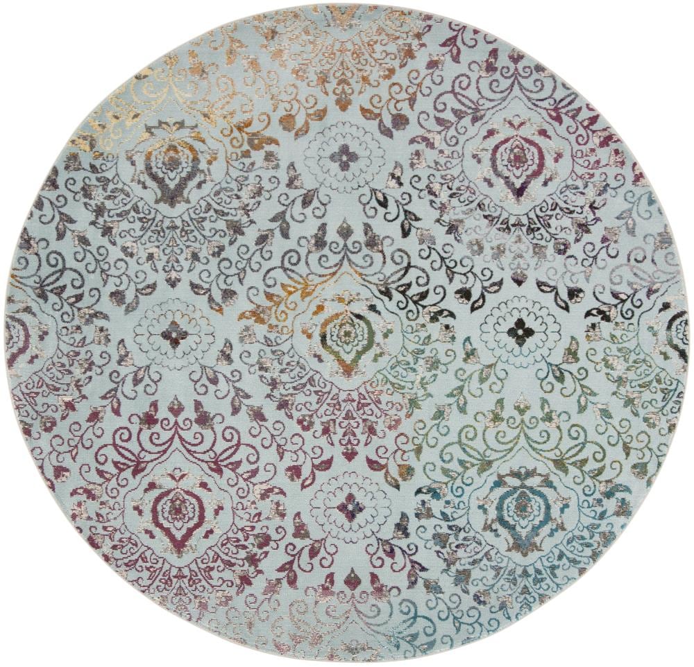 Safavieh ARA172B-6R Aria Fostat 6 x 6 (ft) Loomed Polypropylene Blue/Multi Round Indoor Distressed/Overdyed Area rug