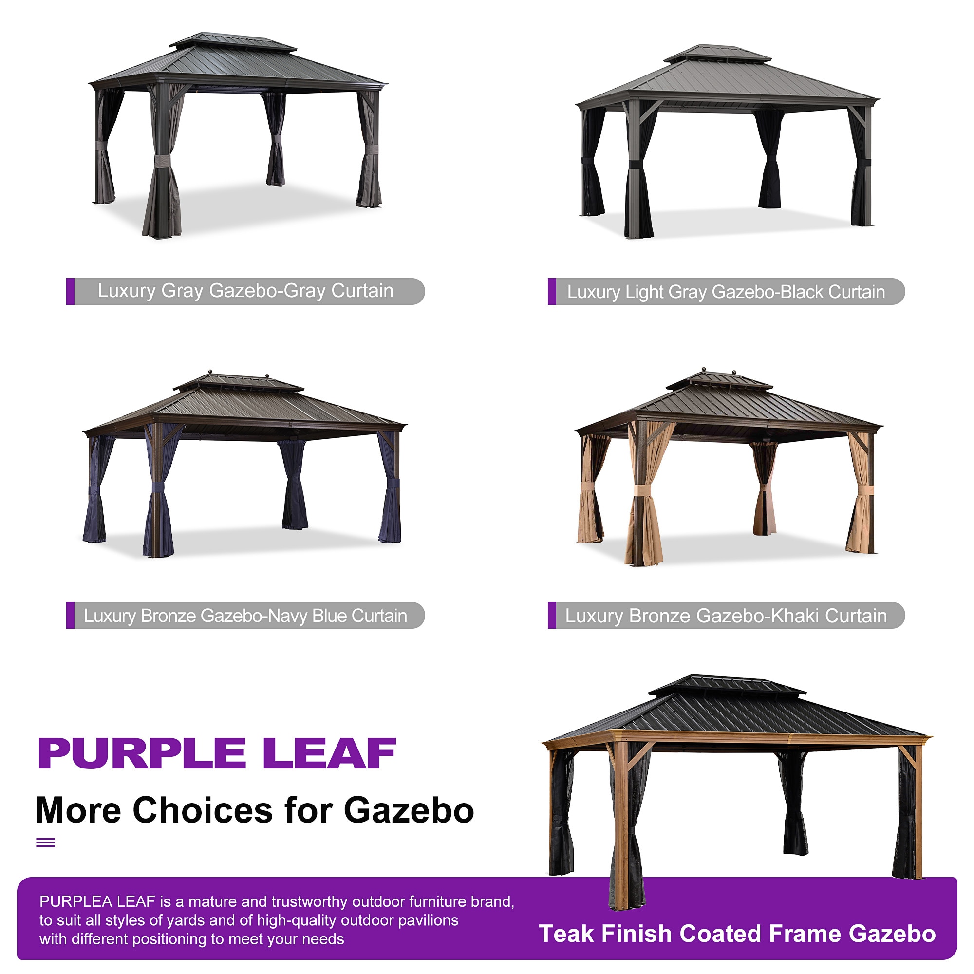 PURPLE LEAF LS06WHTG1224 Wood-Resin-Gazebos - View #12