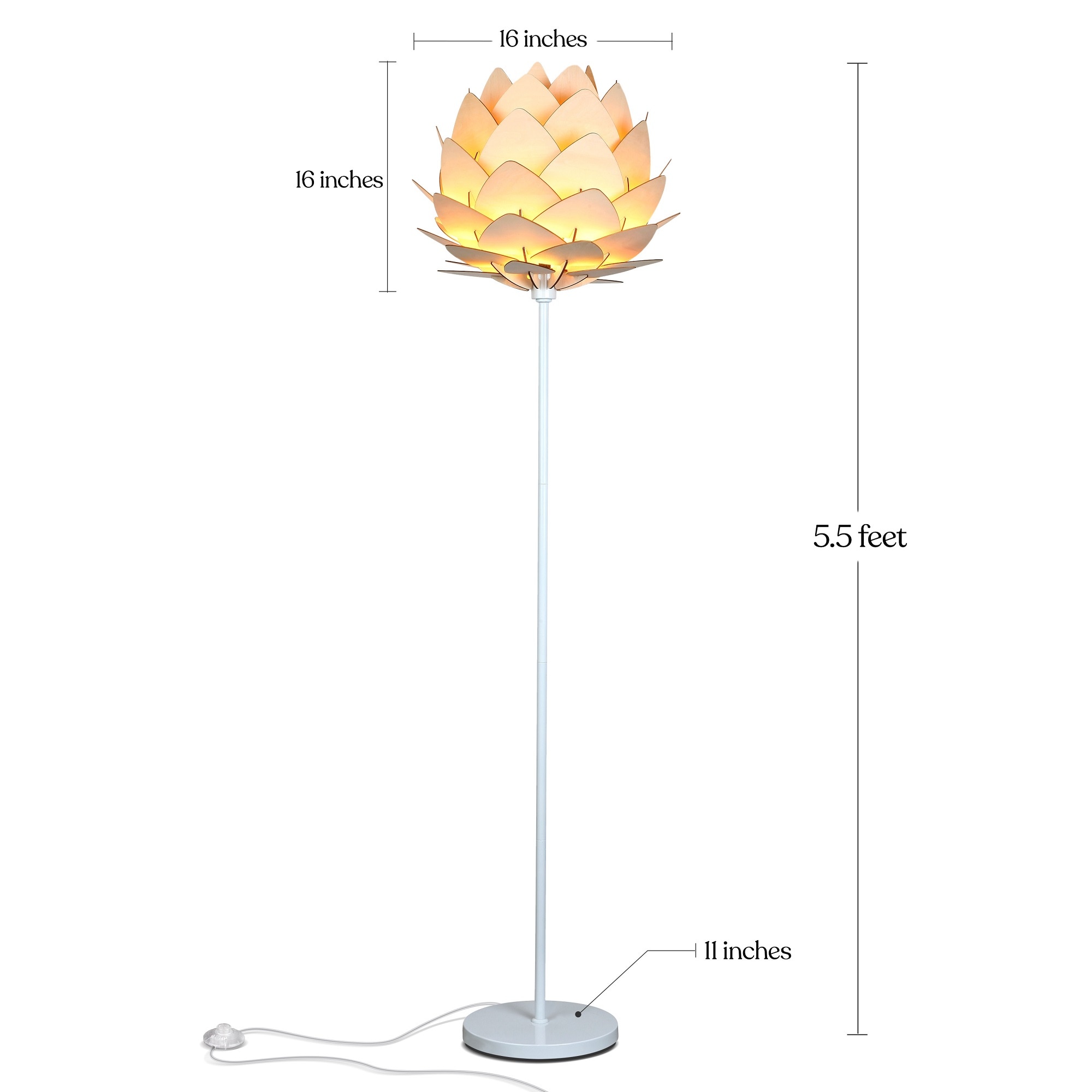 White 66" Torchiere Floor Lamp with Google Assistant for Kids