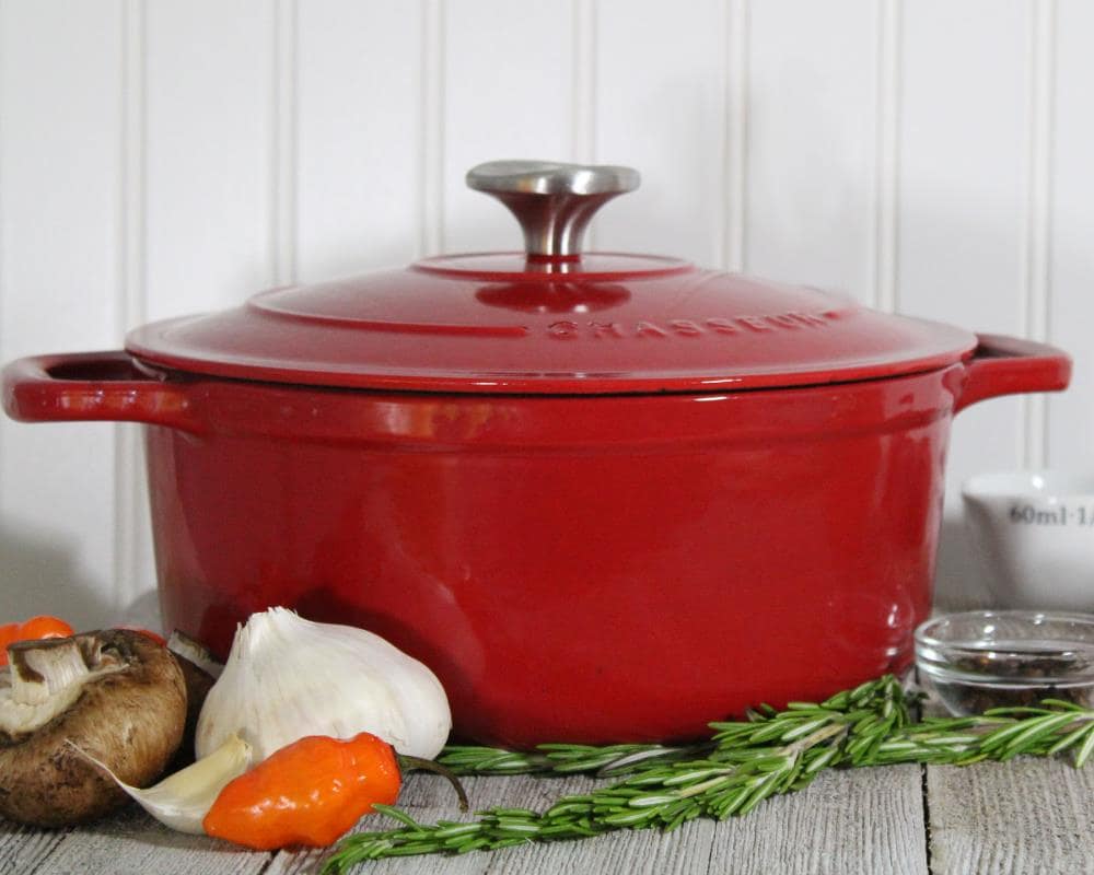 Chasseur French Enameled Cast Iron 11-inch Oval Casserole, Red