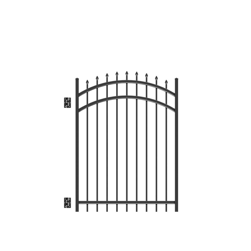 Freedom 73010249 Providence 5-ft H x 4-ft W Black Aluminum Decorative Walk-thru Spaced picket Fence gate