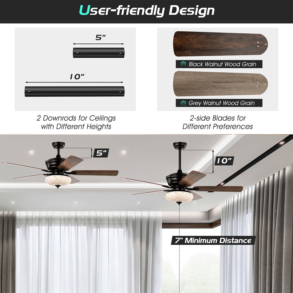 WELLFOR DFJ10099US-BK Ceiling-Fans - View #4