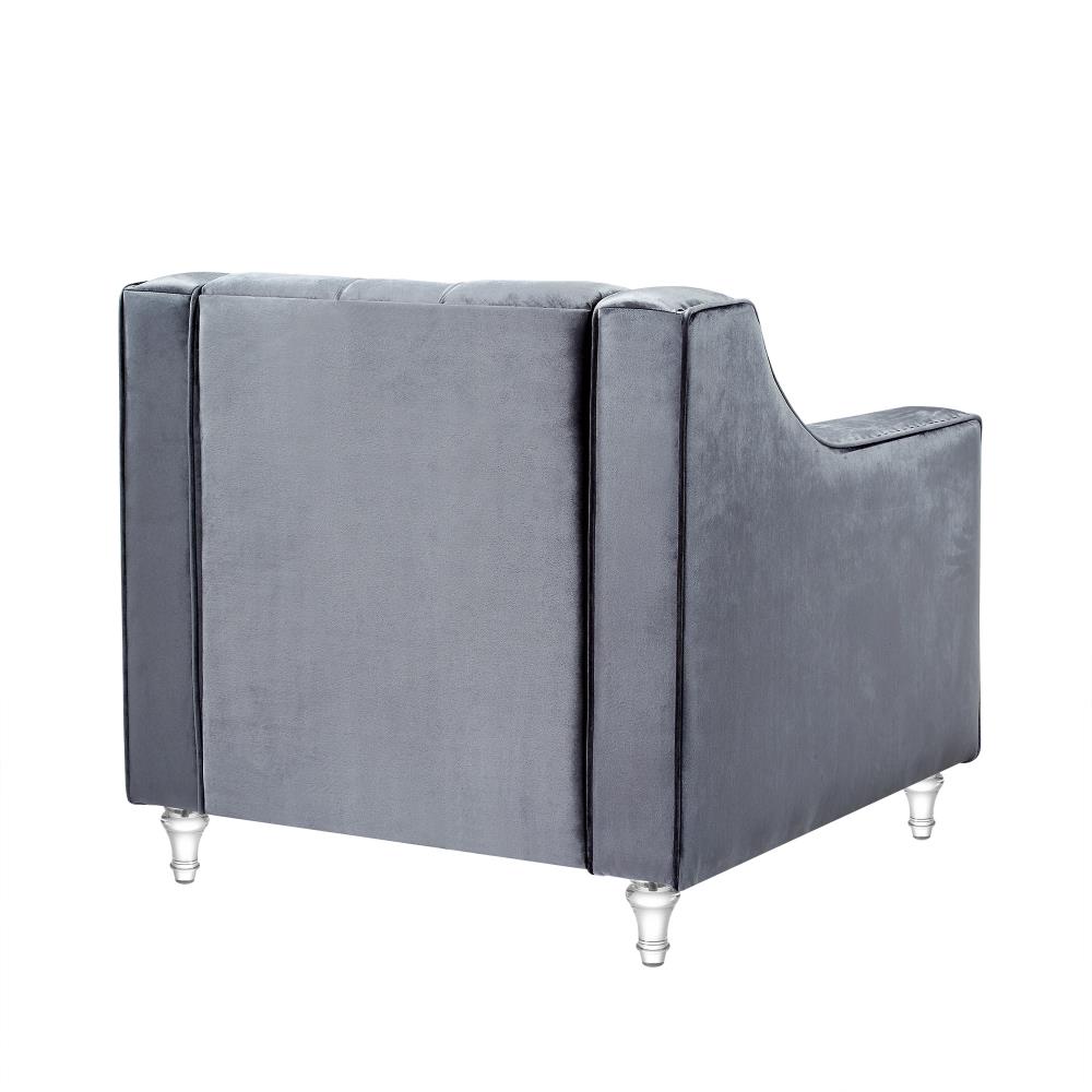 Inspired Home Queenie Modern Grey Velvet Contemporary Club Chair