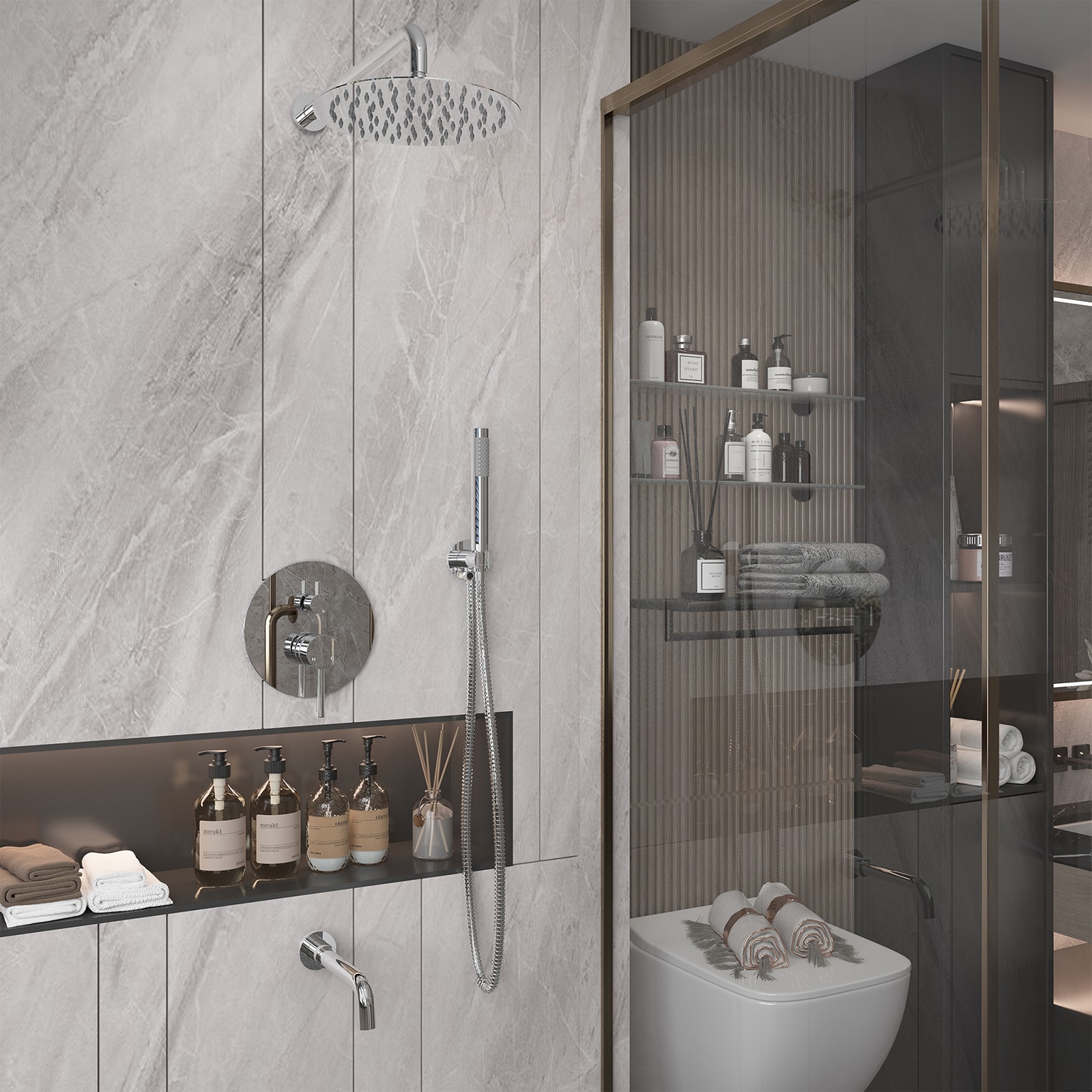 Mondawe MDRB-012MB Showerhead-Bar-Panels - View #2