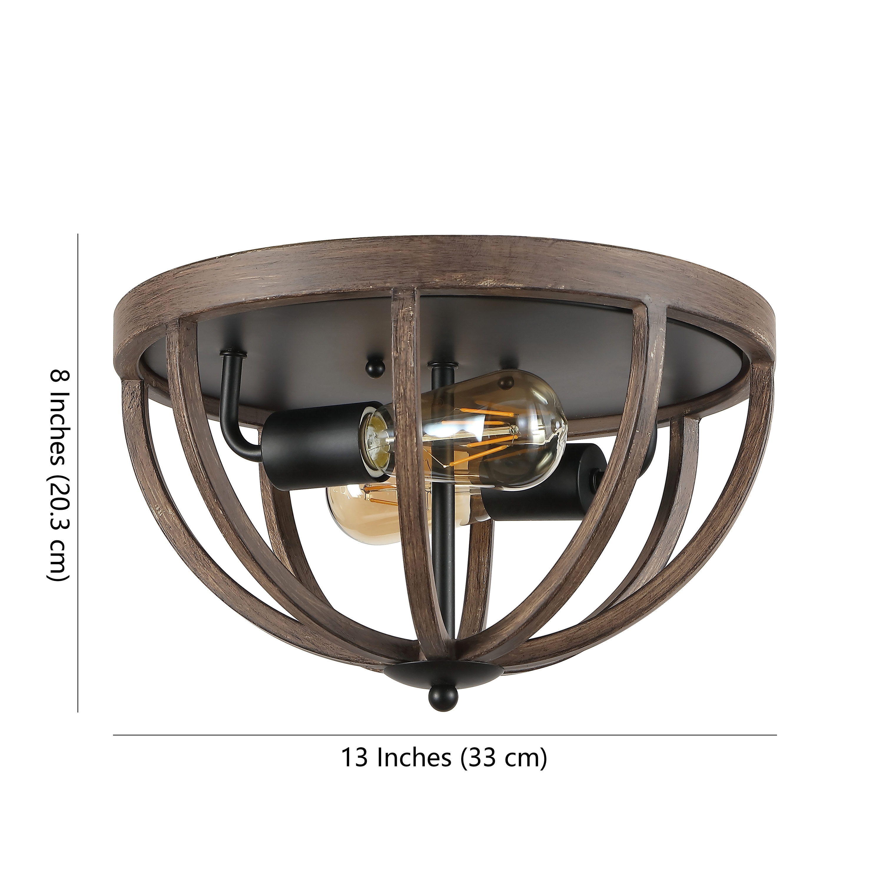 Darlene 13" Rustic Brown Iron LED Flush Mount Light