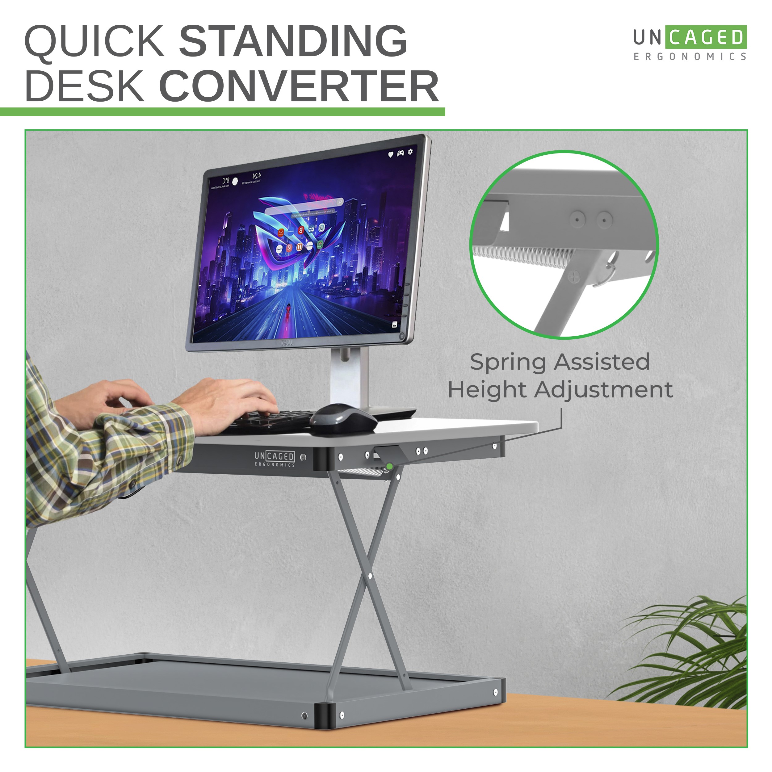 Elevate 27.5" White Steel Adjustable Standing Desk Converter