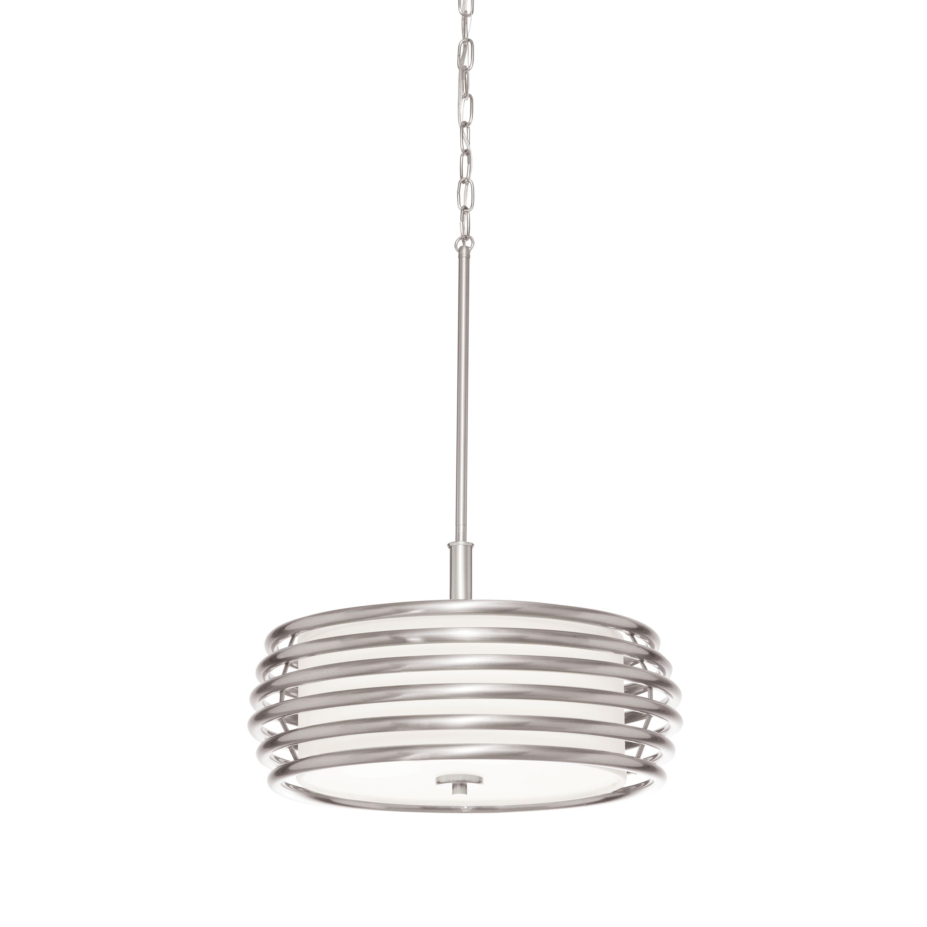 Kichler 34706 Bands 3 -Light Brushed Nickel Modern/contemporary Drum Medium Hanging Pendant light