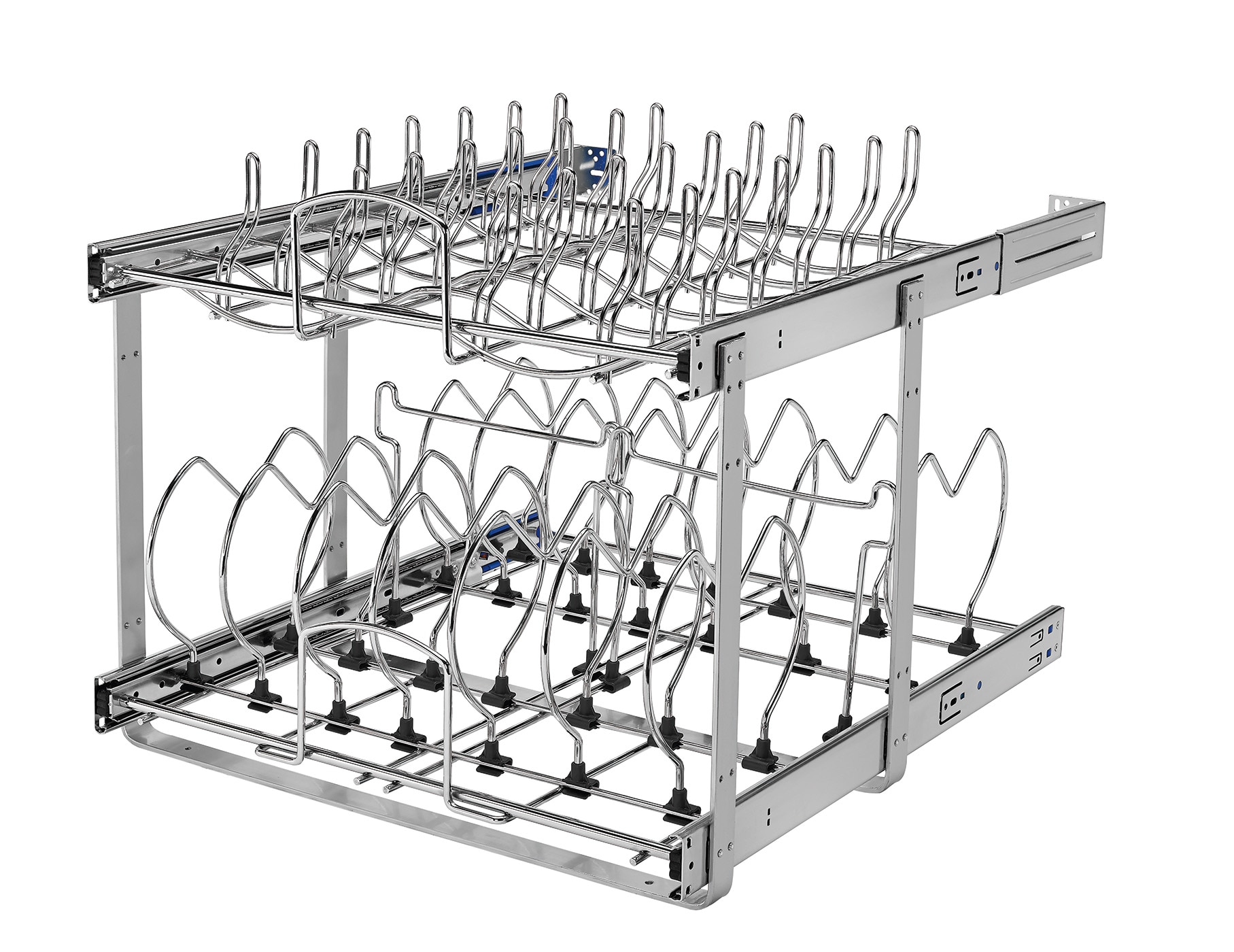 Rev A Shelf Two Tier Cookware Organizer 20 75 In W X 18 In H 2 Tier Pull Out Metal Soft Close Baskets Organizers In The Cabinet Organizers Department At Lowes Com