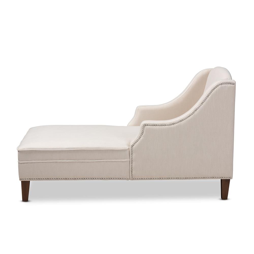 Baxton Studio Leonie Tufted Chaise Lounge Chair Beige Linen