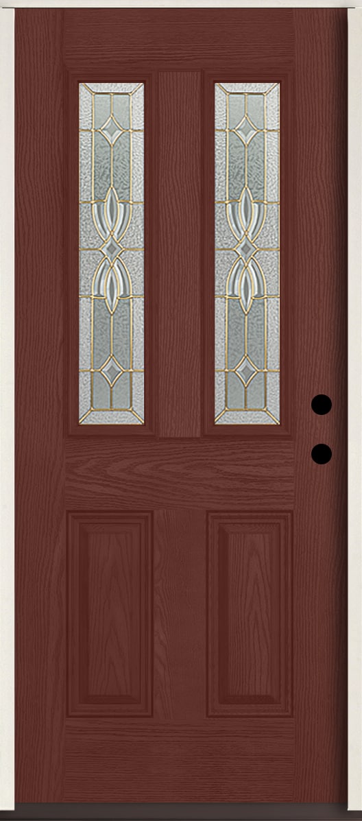 American Building Supply LO964278 Laurel 36-in x 80-in x 4-5/8-in Fiberglass Half lite Left-hand inswing Wineberry Stain Stained Prehung Front Door Insulating core