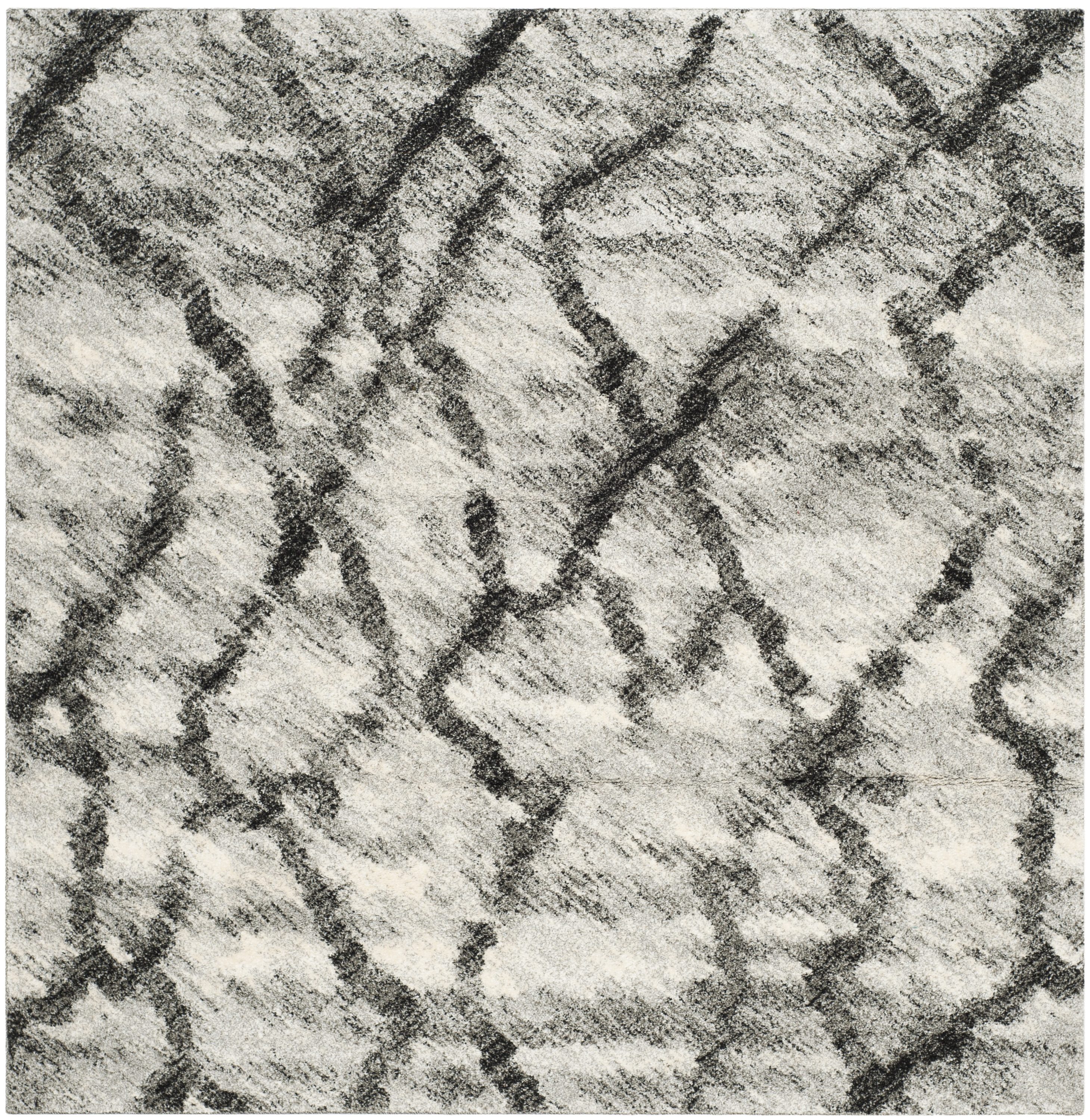Safavieh RET2144-7990-6SQ Retro Mopani 6 x 6 (ft) Loomed Polypropylene Gray/Black Square Indoor Abstract Area rug