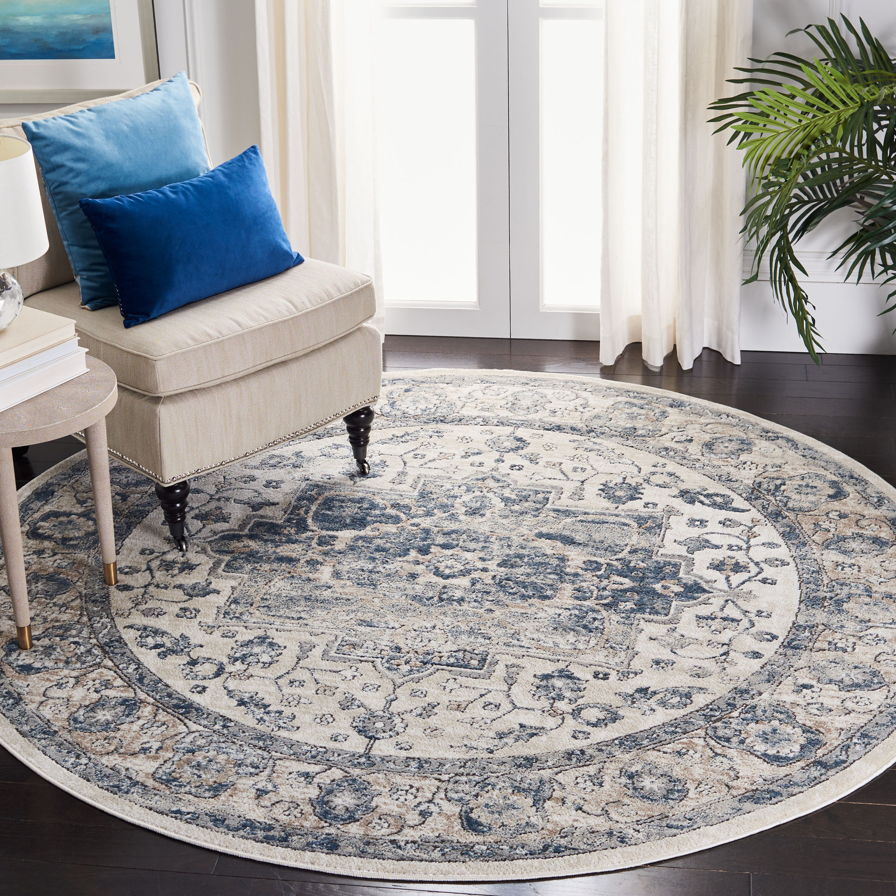 Safavieh Oregon 868A Ivory Blue 8 x 8 Round Area rug in the Rugs ...